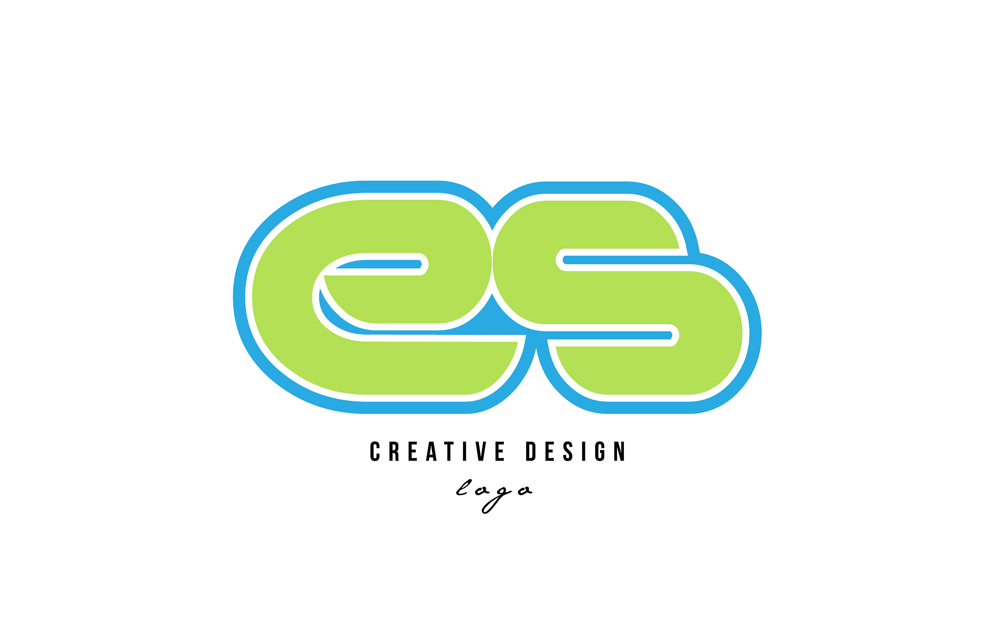 blue green alphabet letter es e s logo icon design