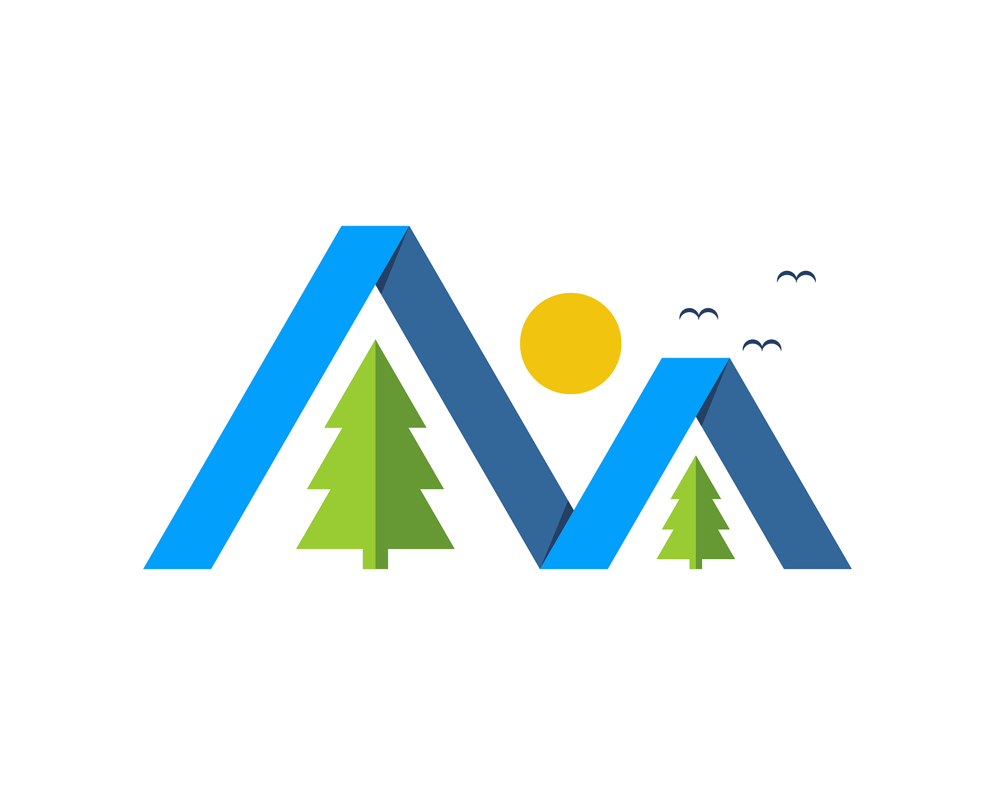 simple abstract mountain and forest