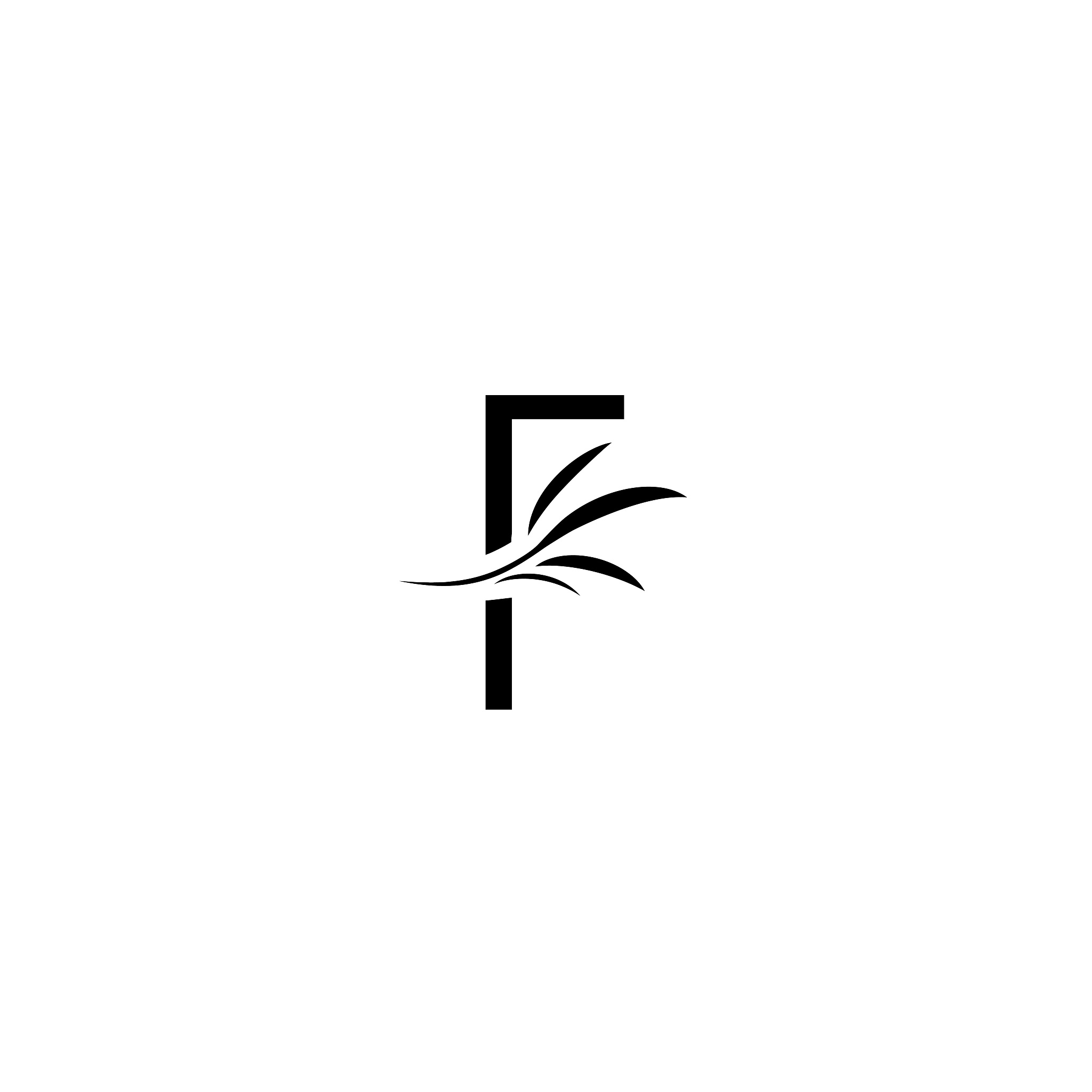 elegant leaf letter f, vintage style alphabet design template