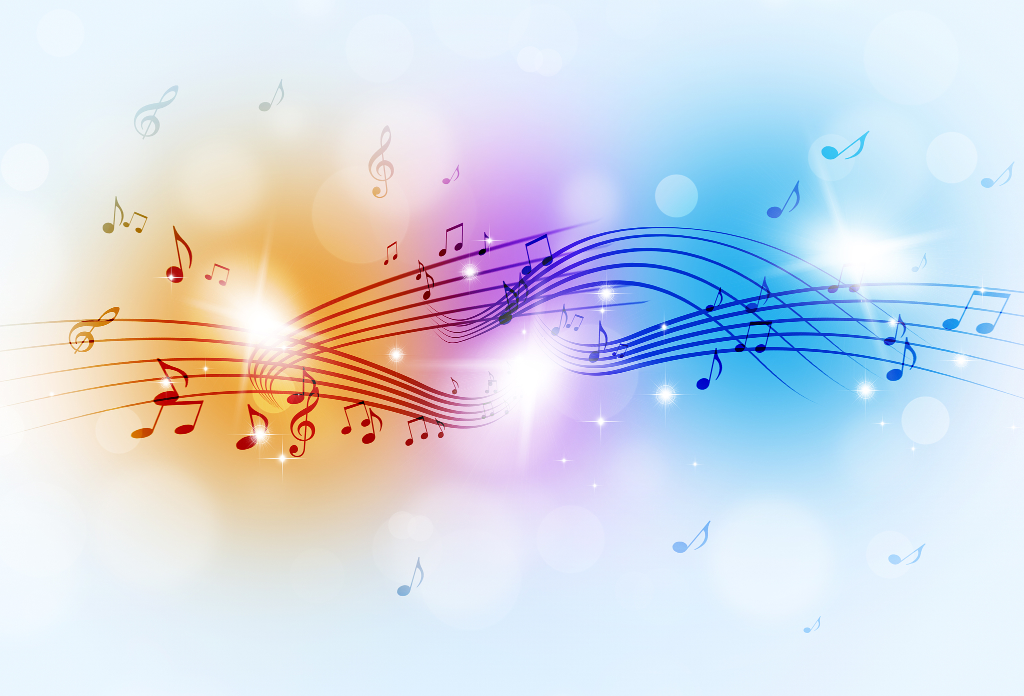 music notes multicolor background