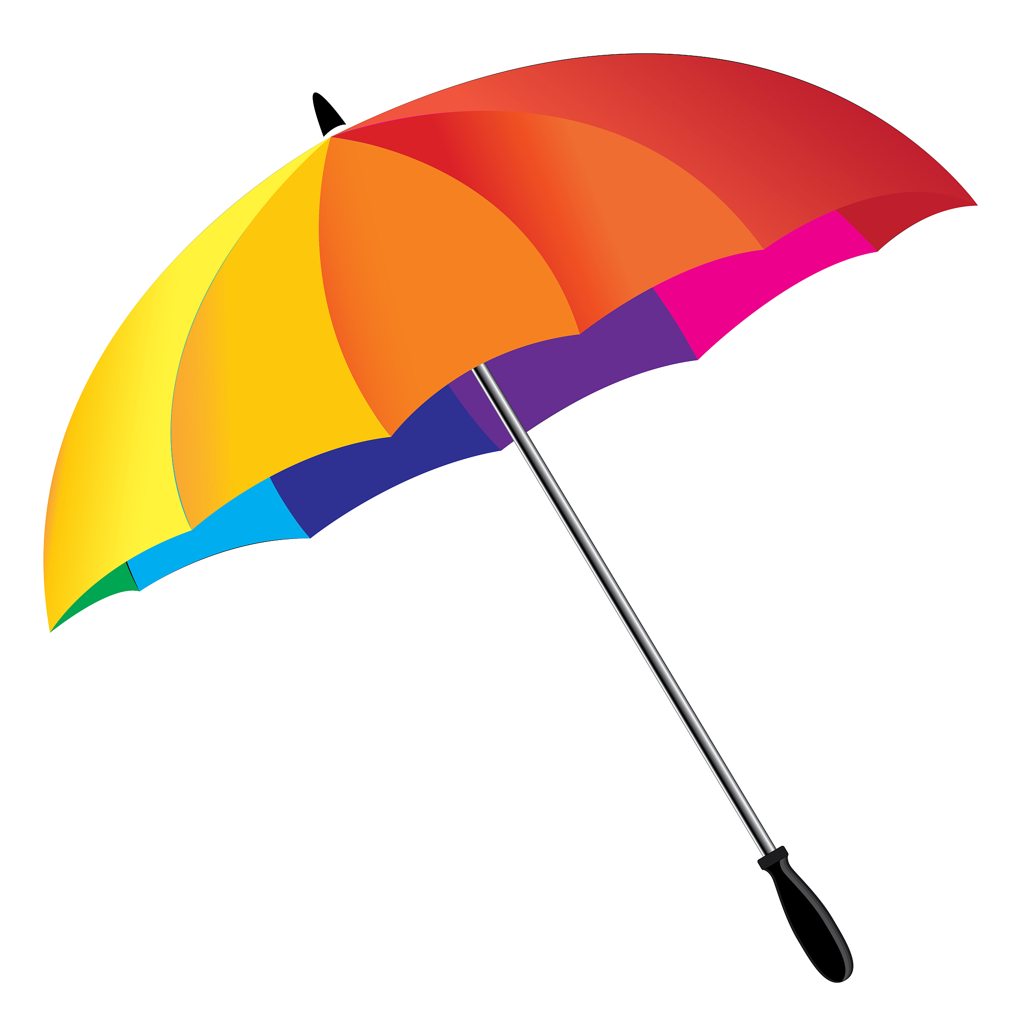 one rainbow umbrella isolated on white background. rainbow umbre