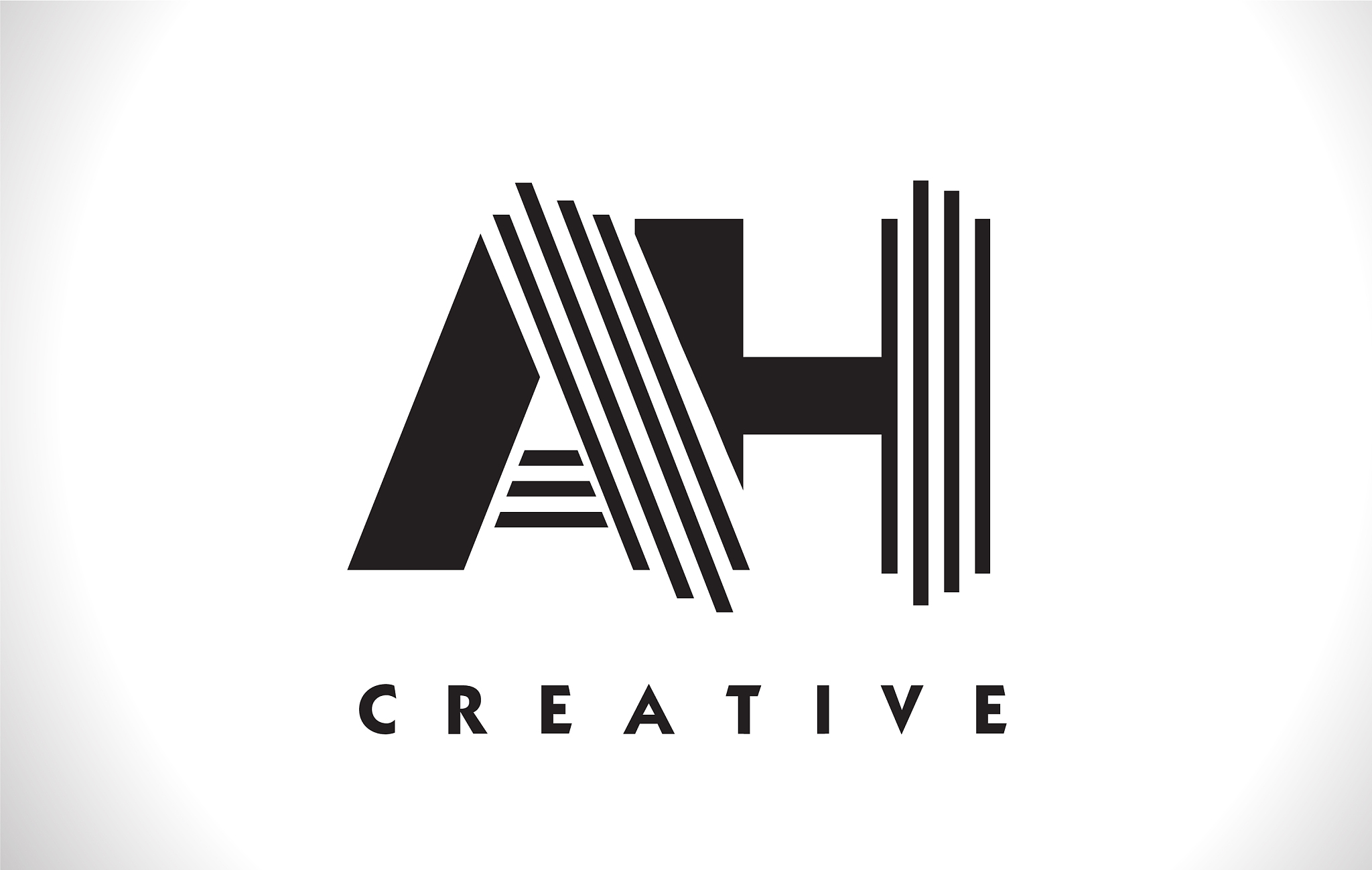 ah logo letter with black lines design line letter
