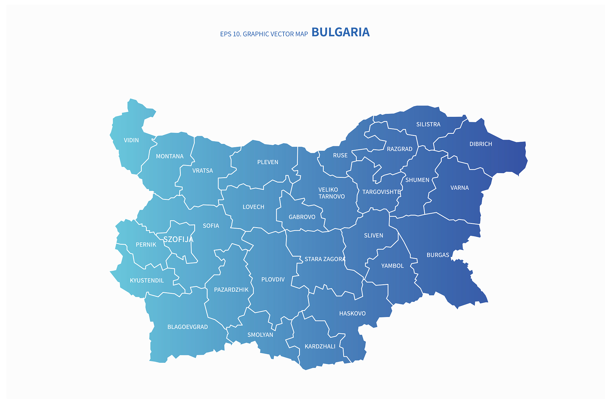 bulgaria map. vector map of bulgaria in balkans country