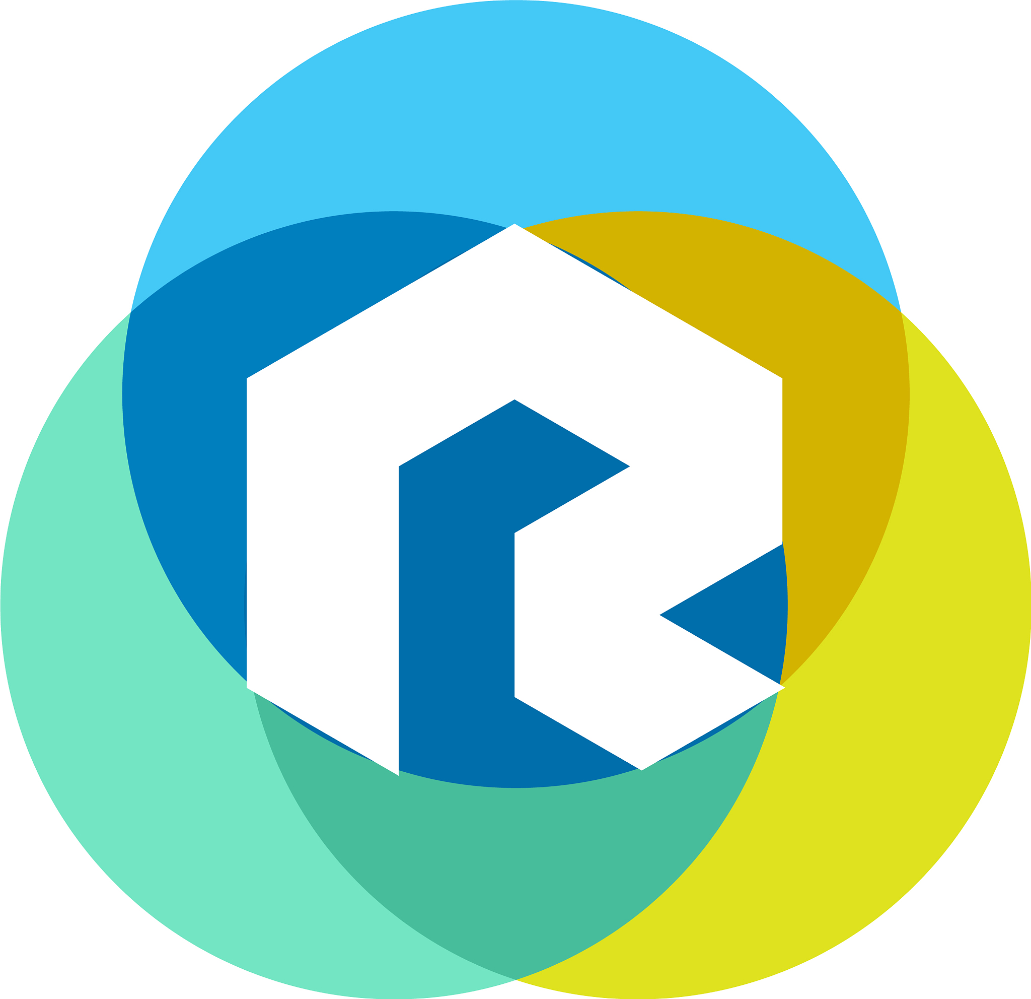 letter r logo design colorful circles overlay
