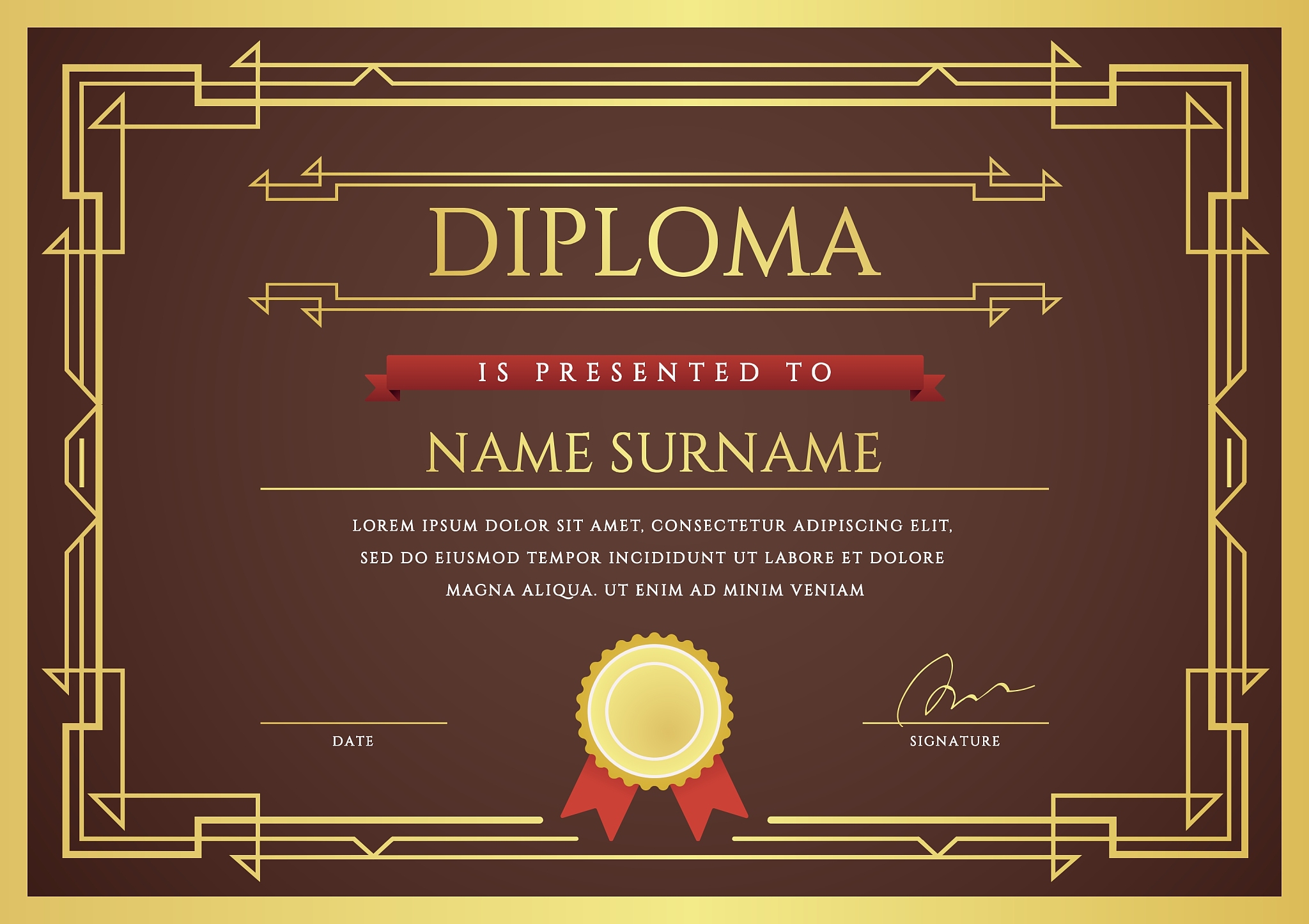 diploma or certificate premium design template in
