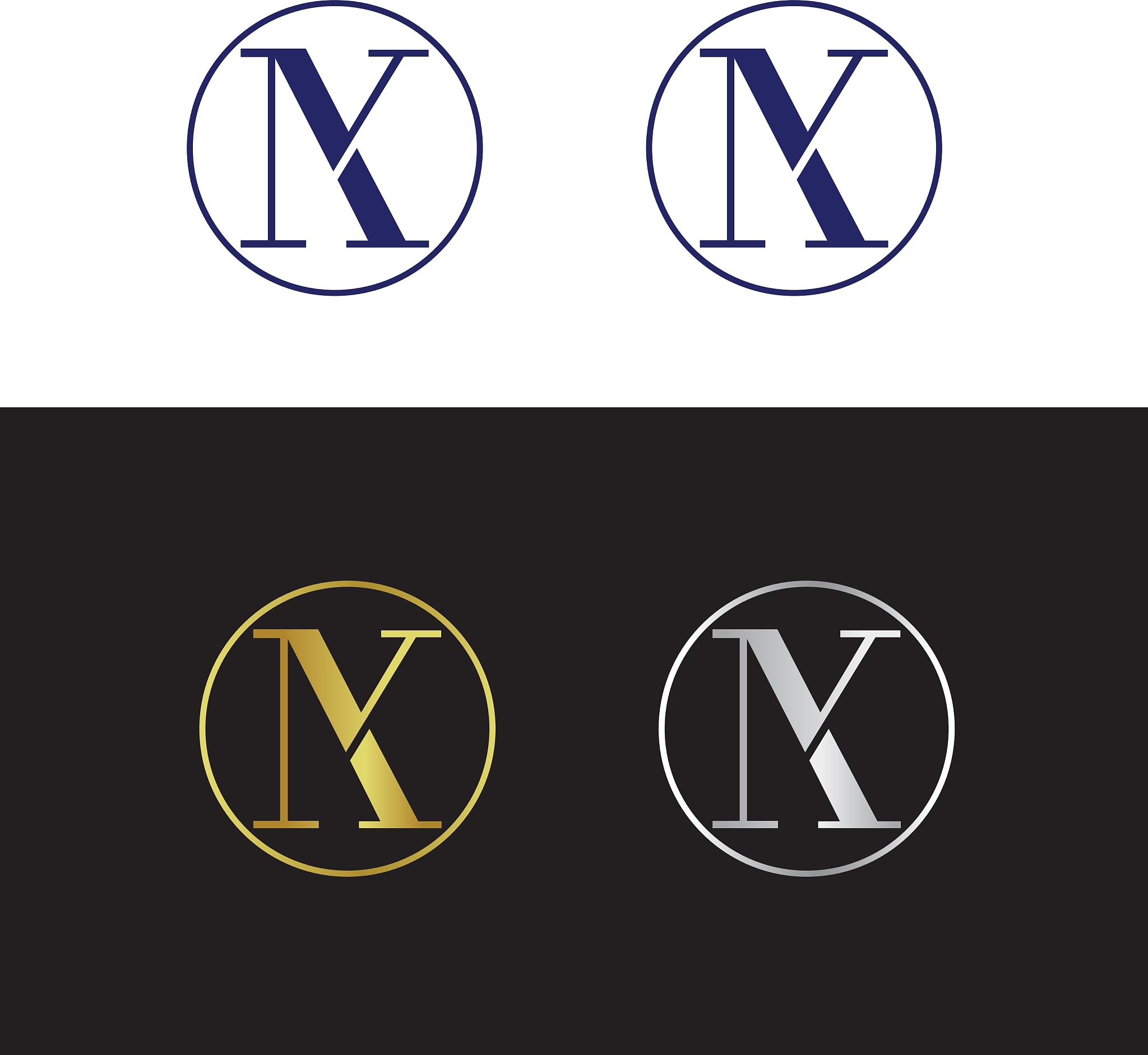 abstract initials with letter n and letter k