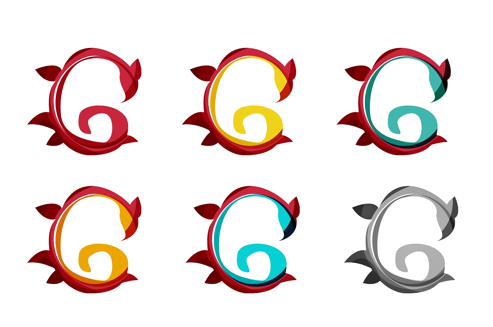 set of abstract eco plant icons business logotype