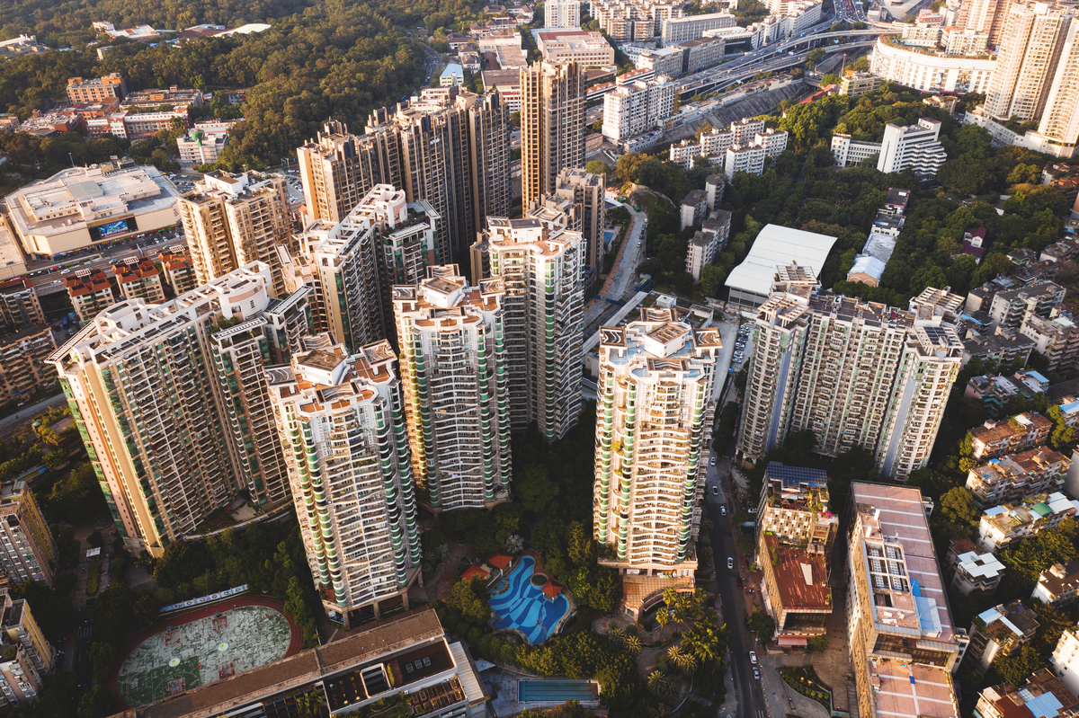 中国广州公寓的鸟瞰图