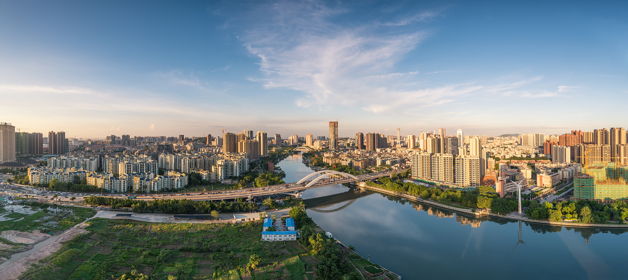 中山市岐江两岸城市风光