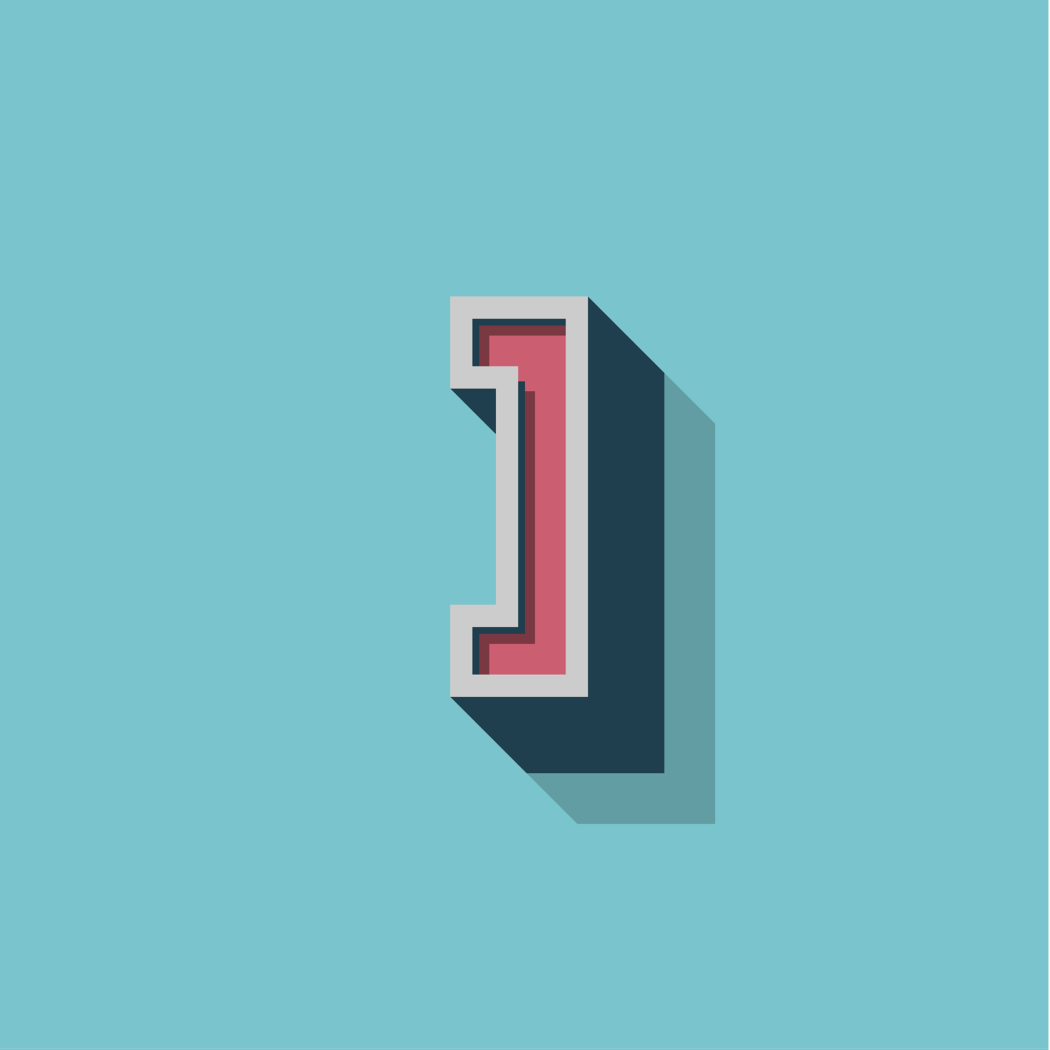 retro 3d character from a fontset, vector illustration