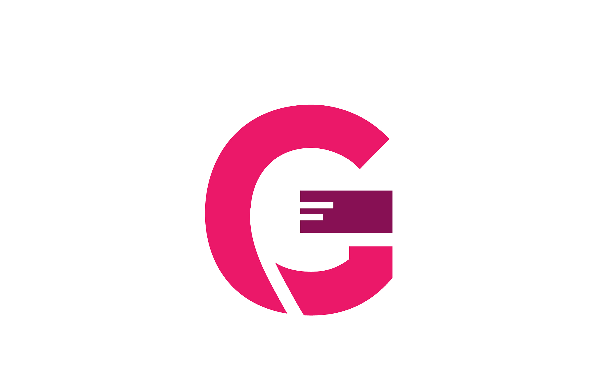 pink white alphabet letter g logo design icon for