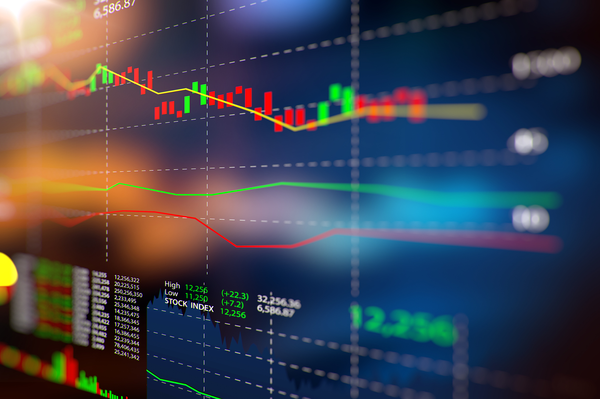 financial graph on technology abstract background