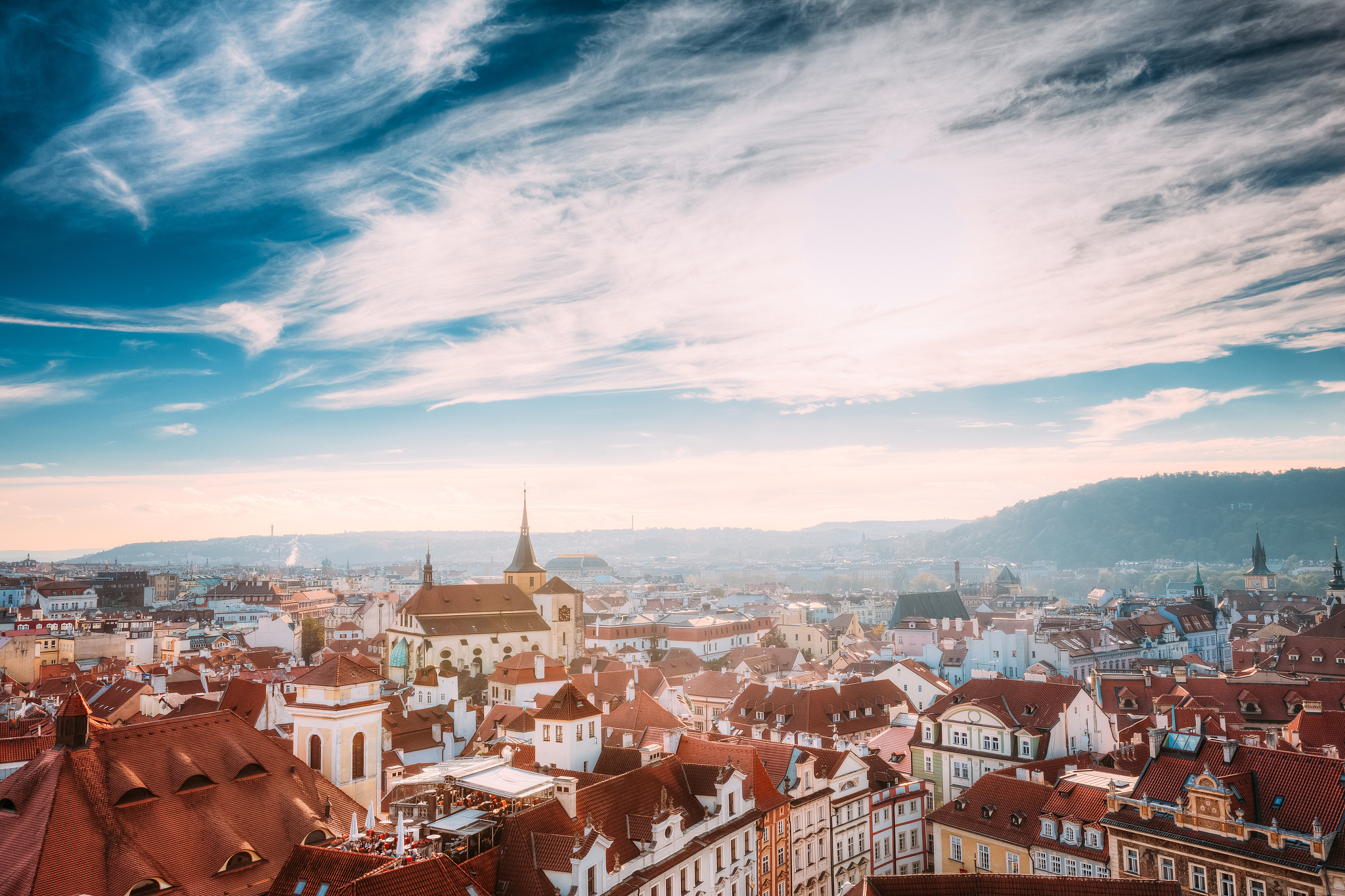cityscape of prague, czech republic. view from viewpoint on old