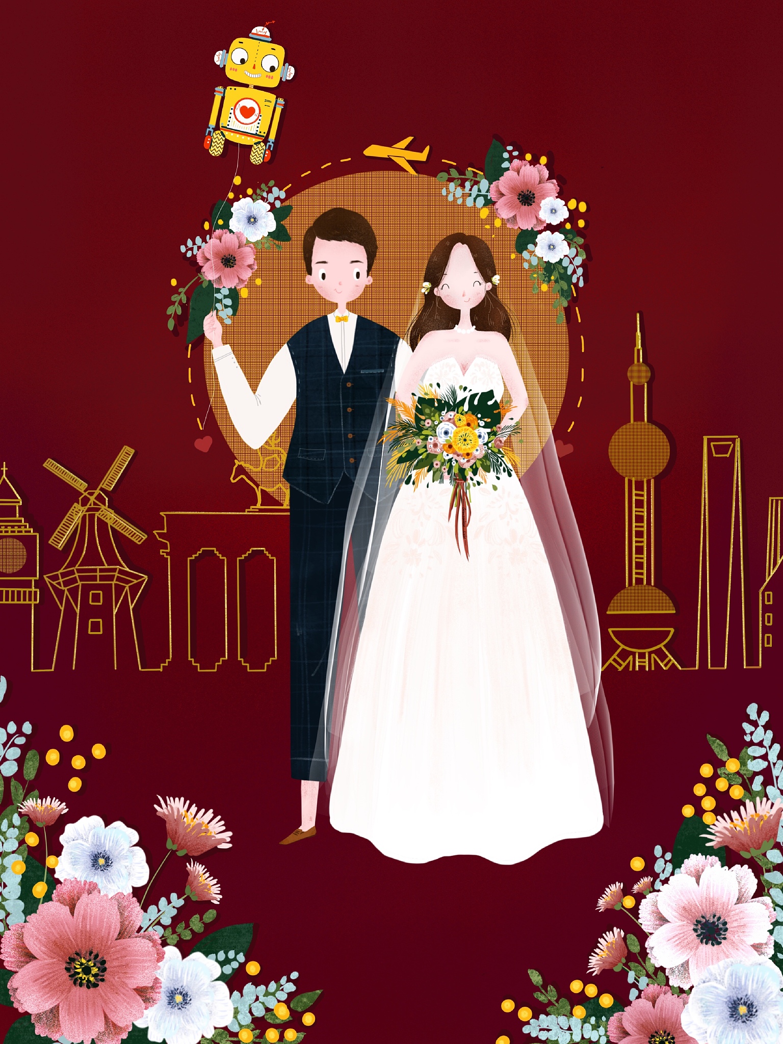 婚礼祝福语：祝新郎新娘幸福美满