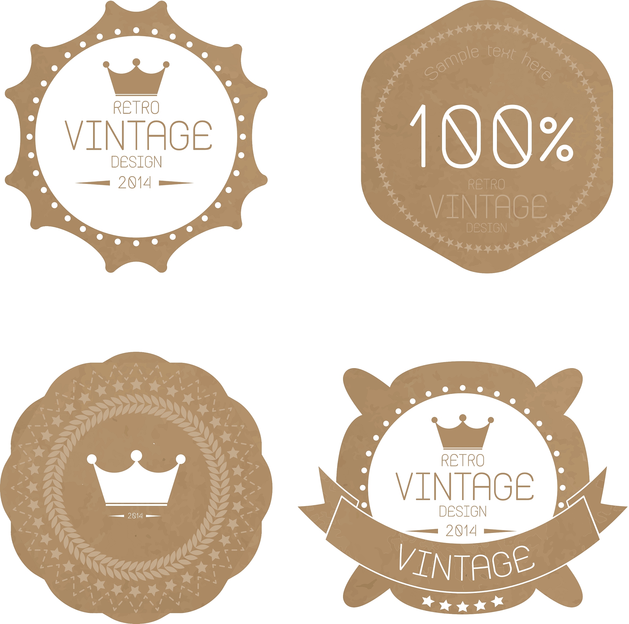 set of grunge paper texture retro vintage badges