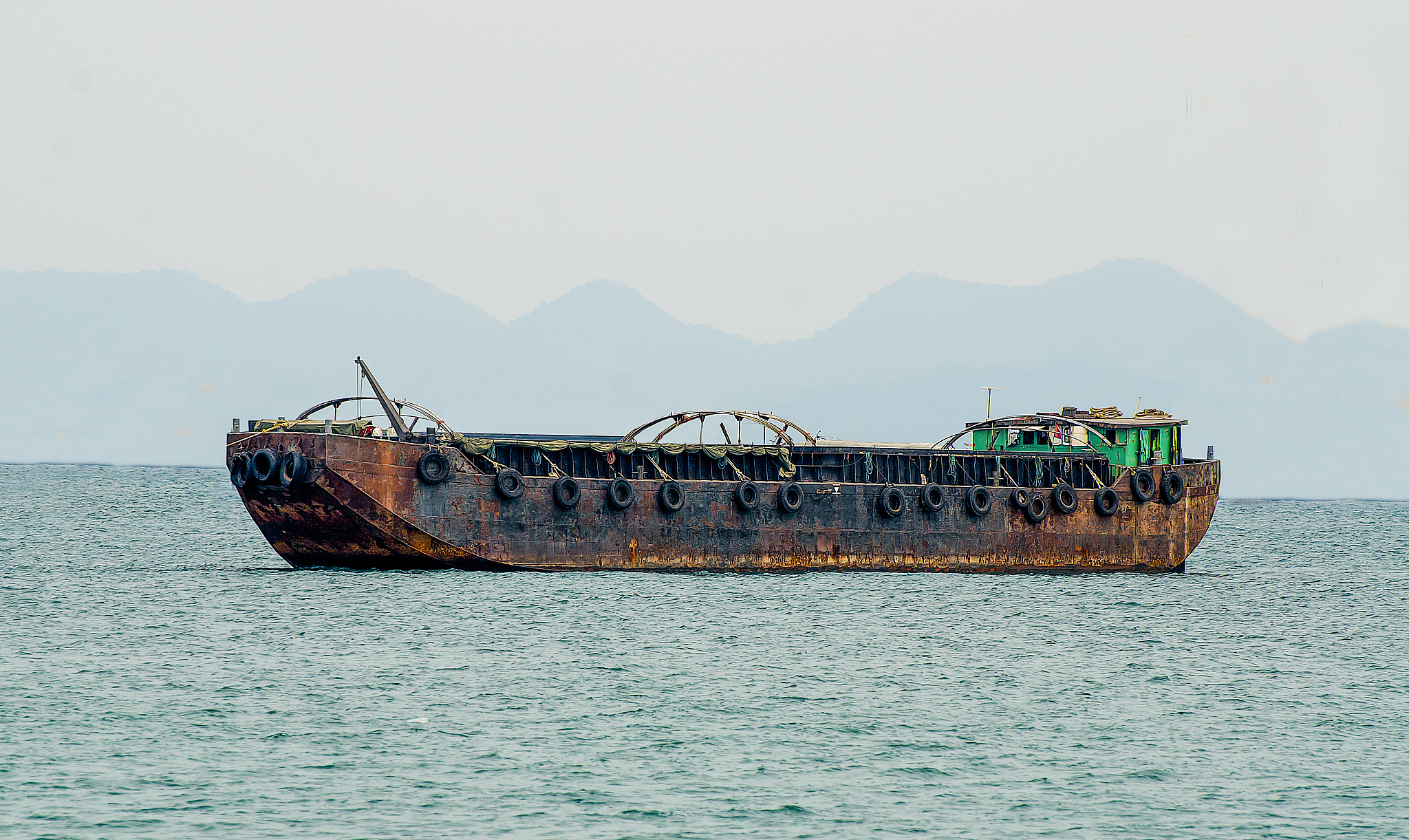 sand barge boat on the sea