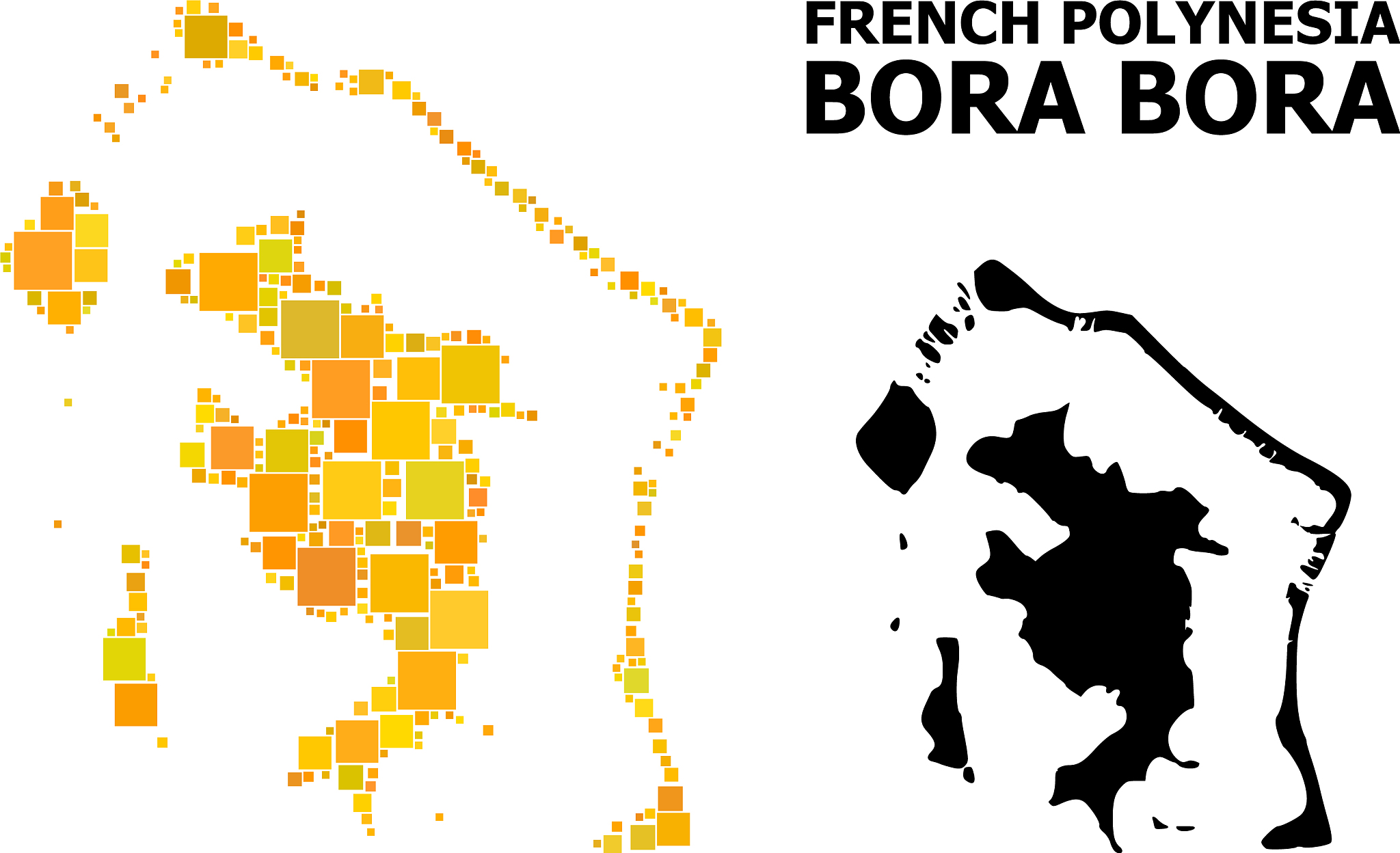 golden square mosaic map bora-bora