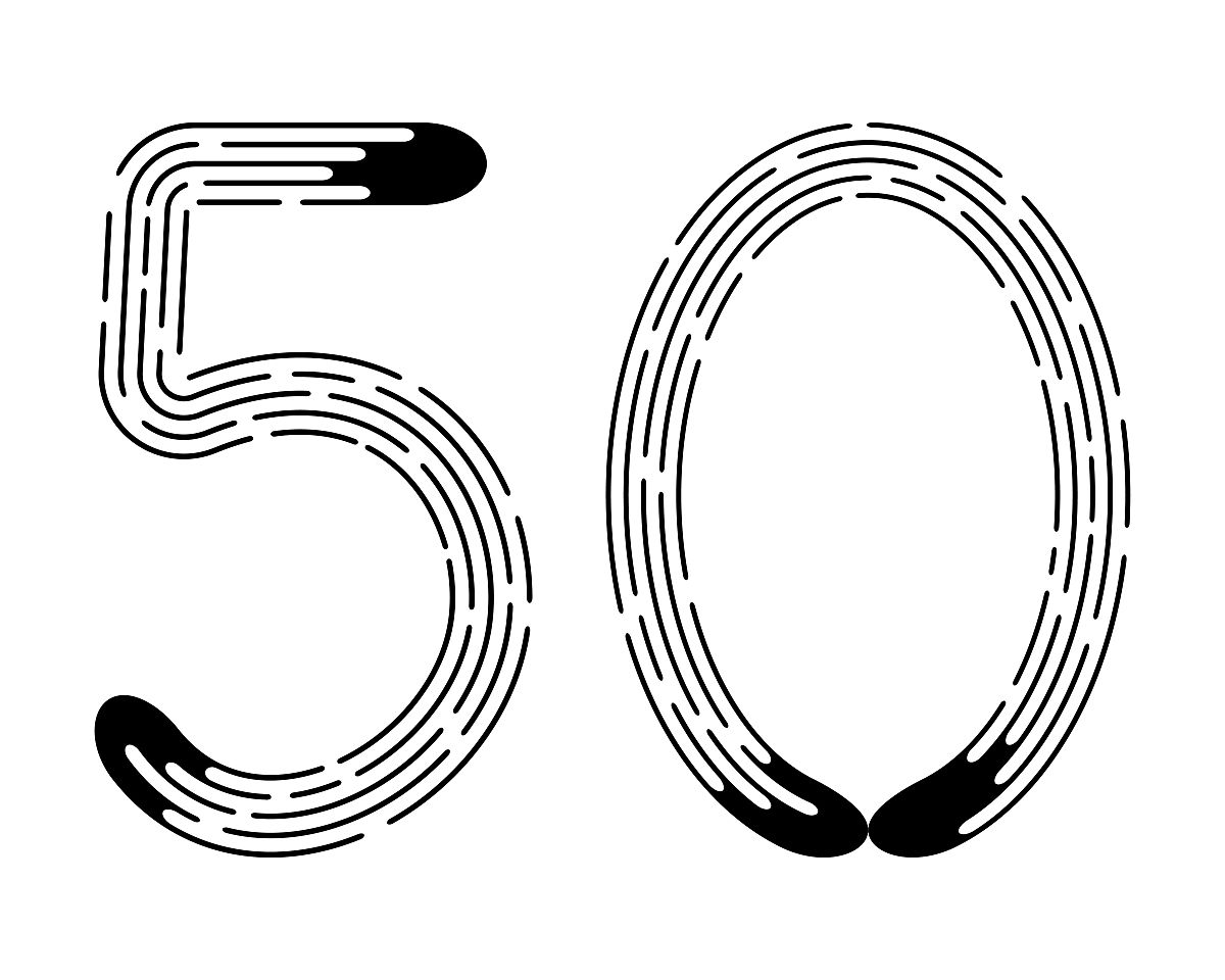 数字50来自于白色背景上孤立的黑色虚线.设计元素