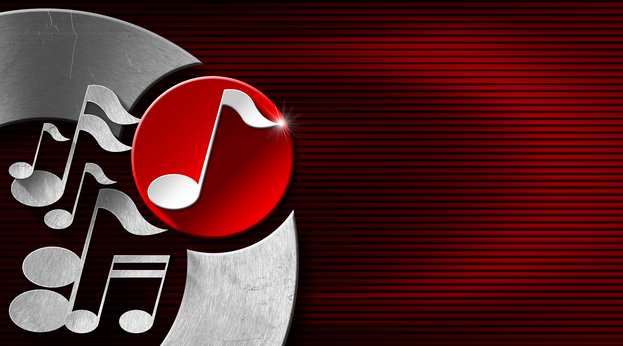 music metal and red business card