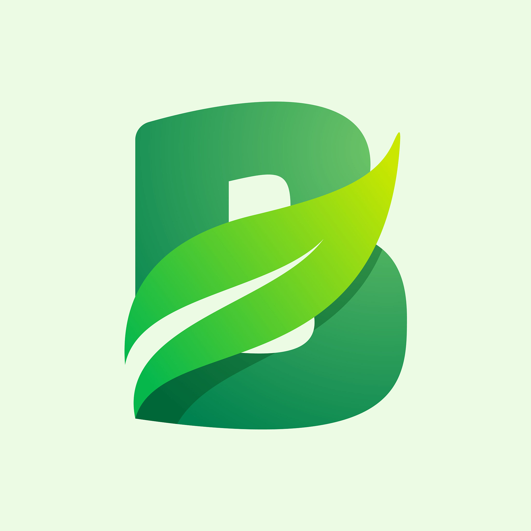 ecology b letter logo with green leaf.