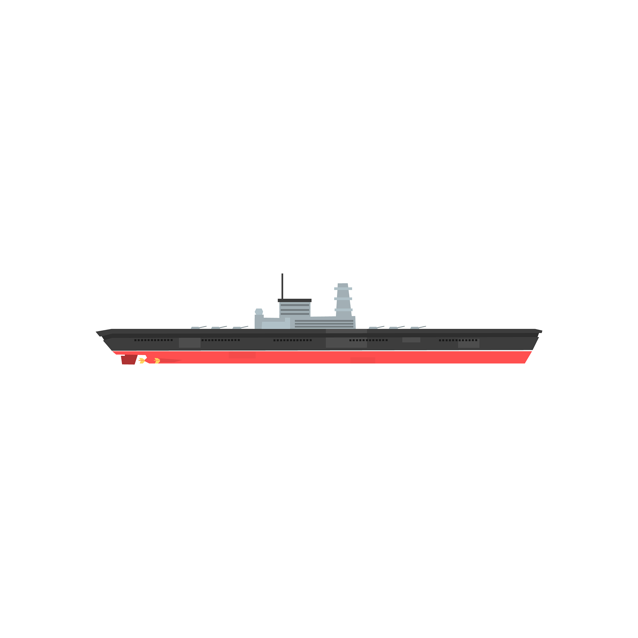 armed military boat with radar and lot of cannons