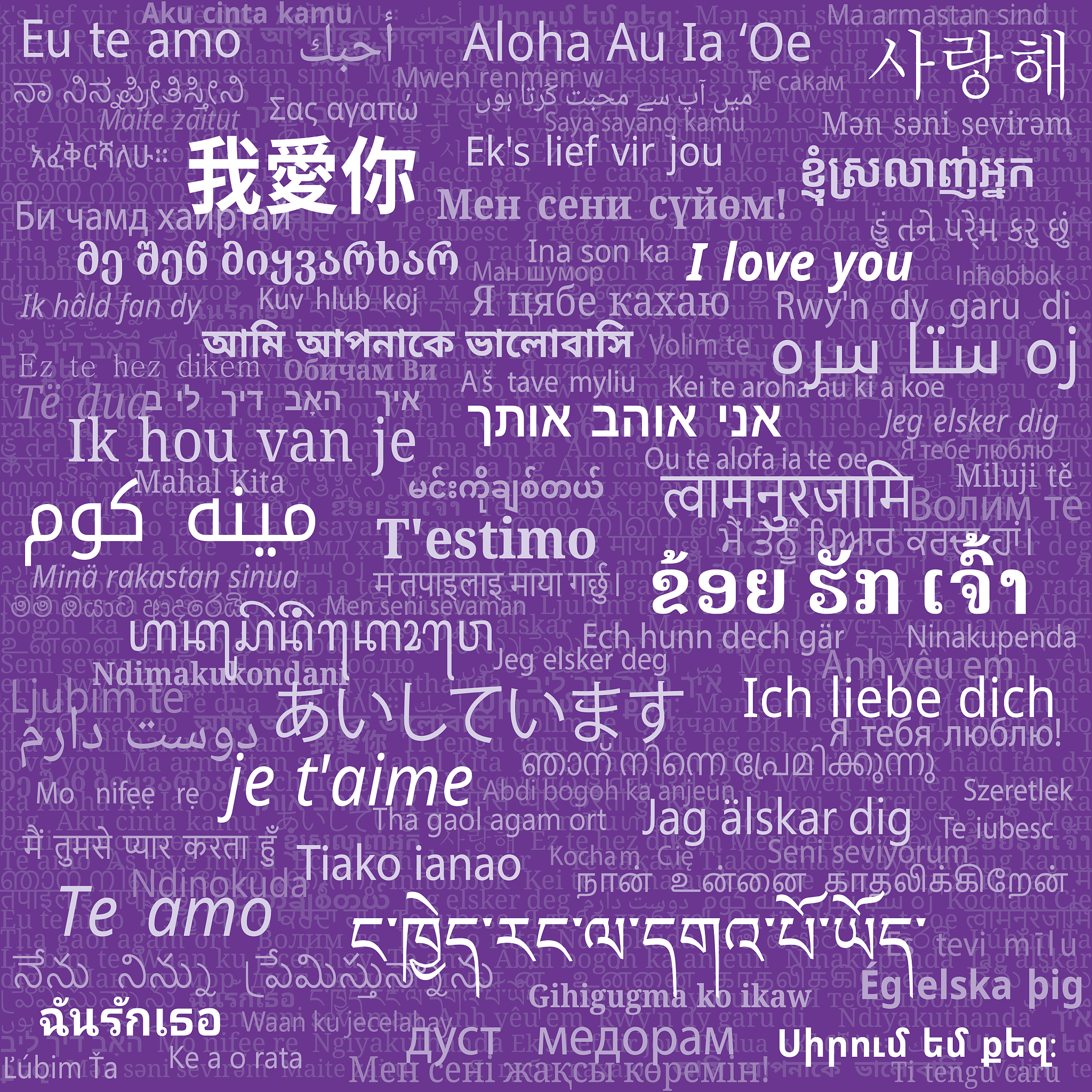 你能用八个国家的语言说：我爱你吗？