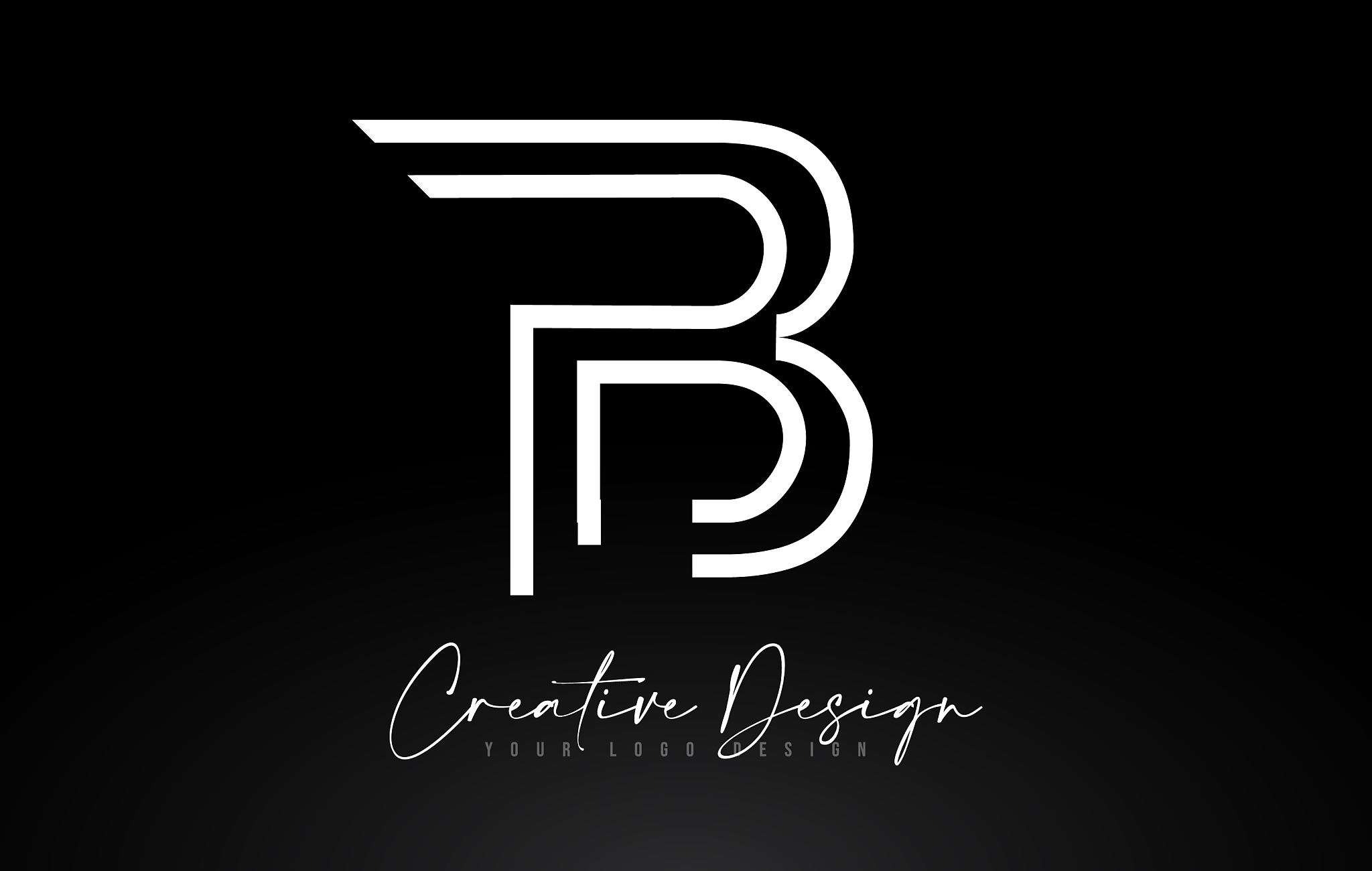 monogram b letter logo design with creative lines
