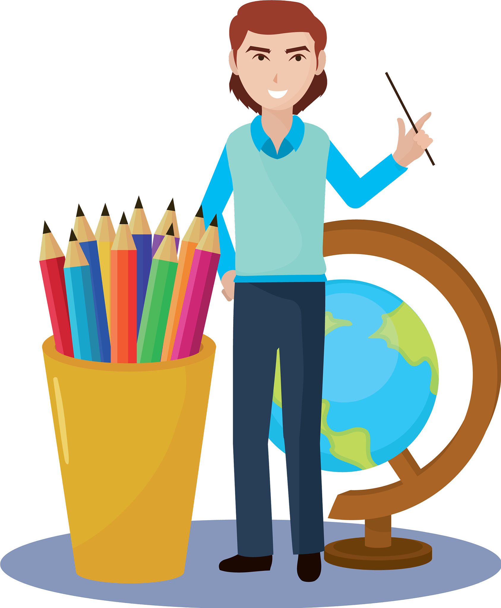 school man teacher cartoon