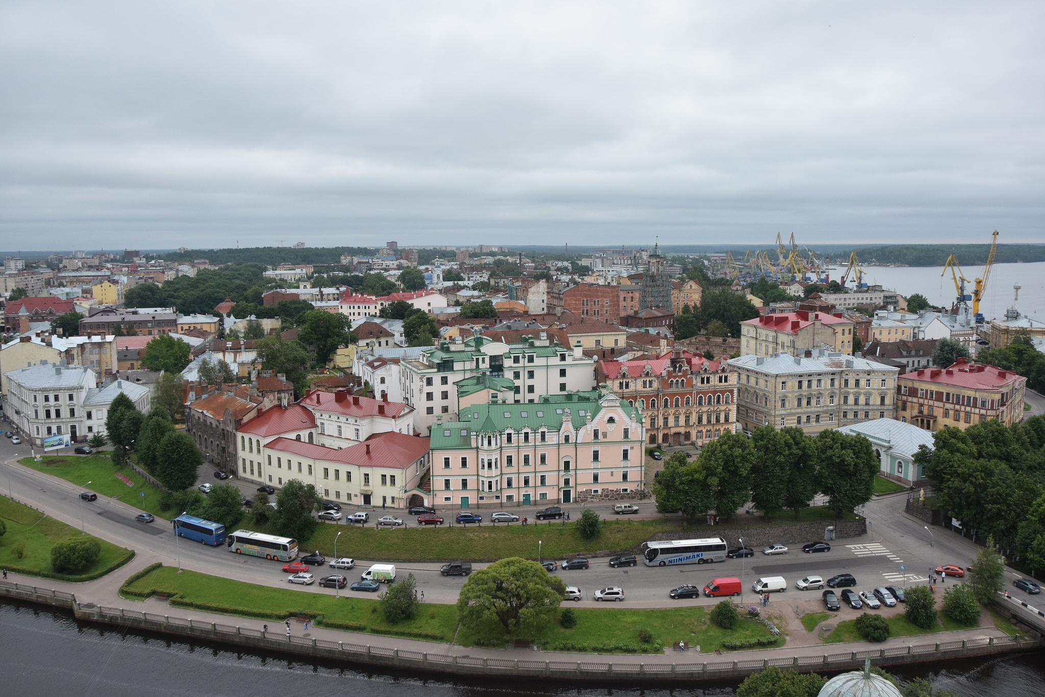 high angle view of buildings in city against sky