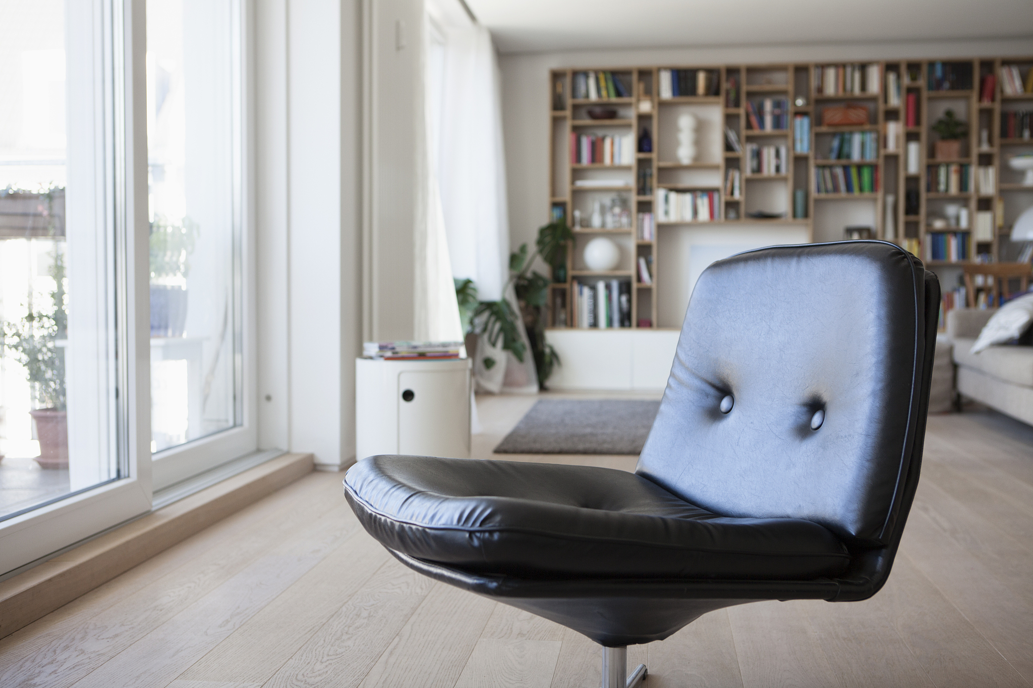 black leather chair in living room