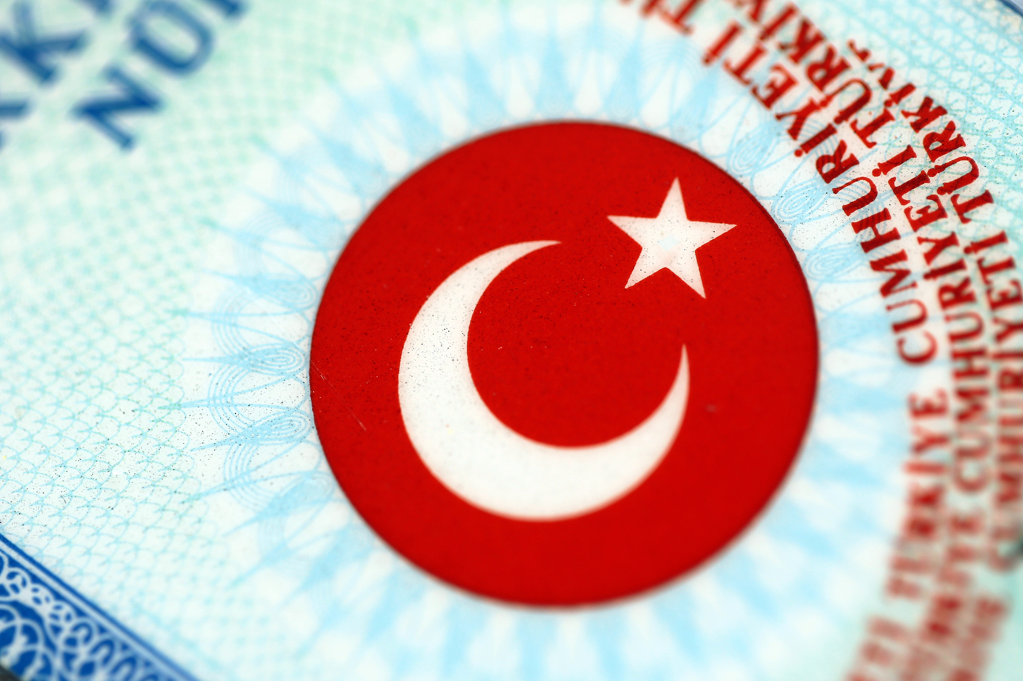 turkish flag in an old turkish identity card