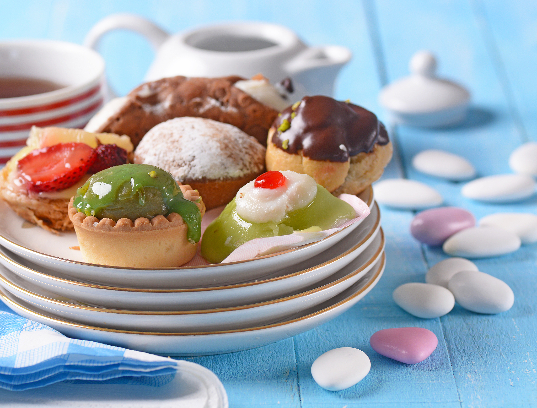 assorted sweets on the saucer