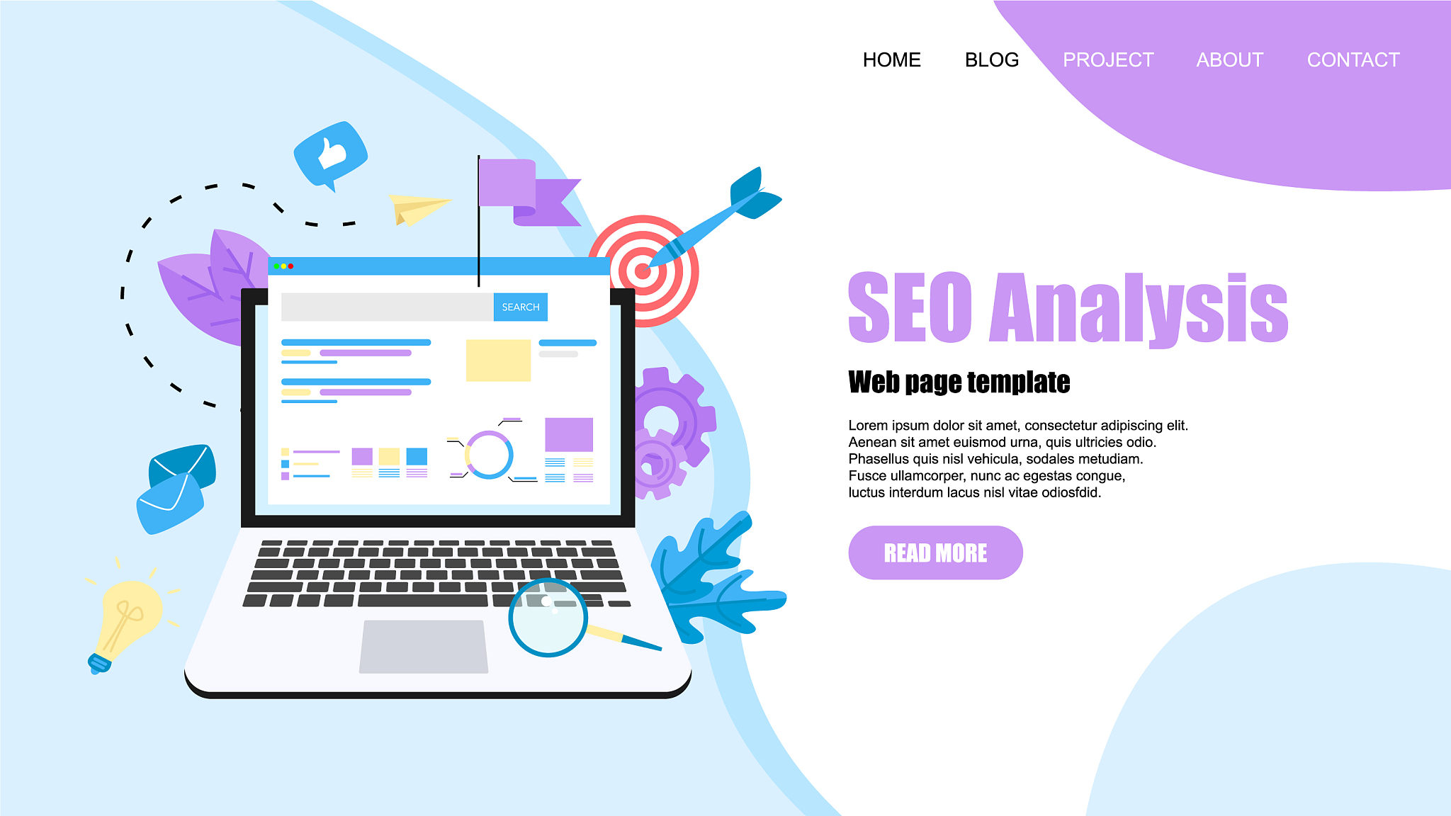 webpage template seo analysis with search