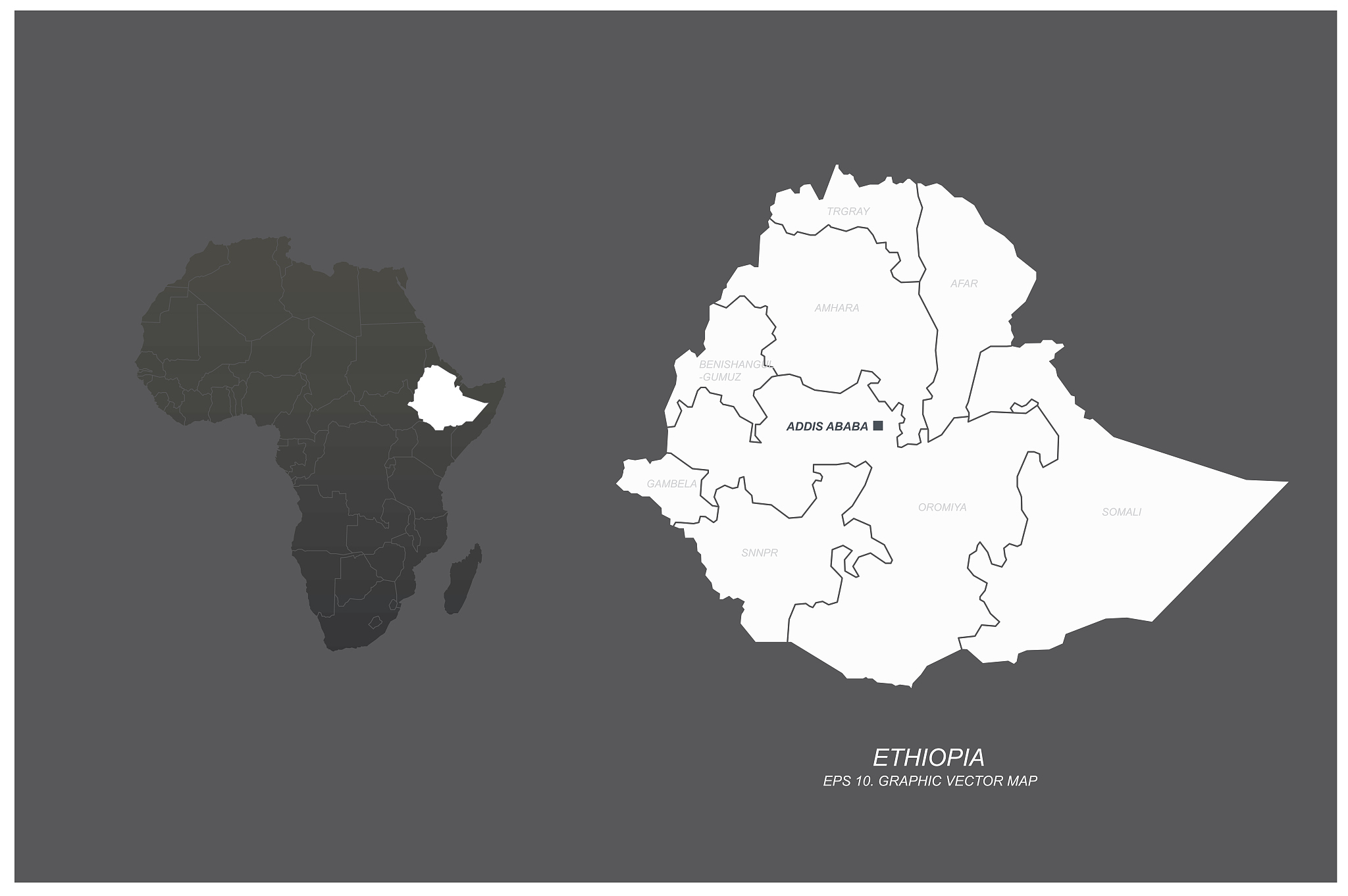 ethiopia map. vector map of ethiopia in africa