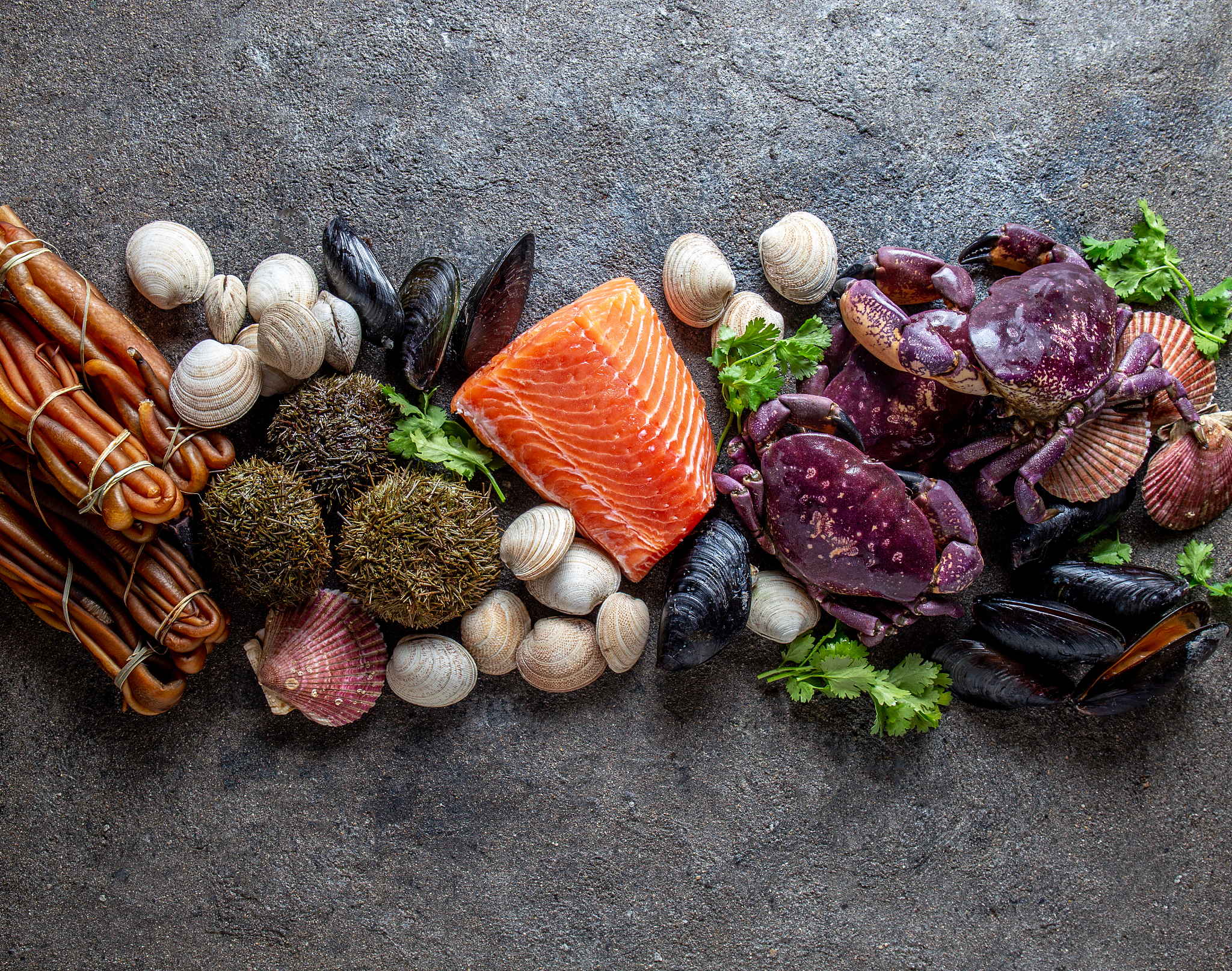 pacific seafood. fresh salmon, crabs ostions clams mussels, seaw