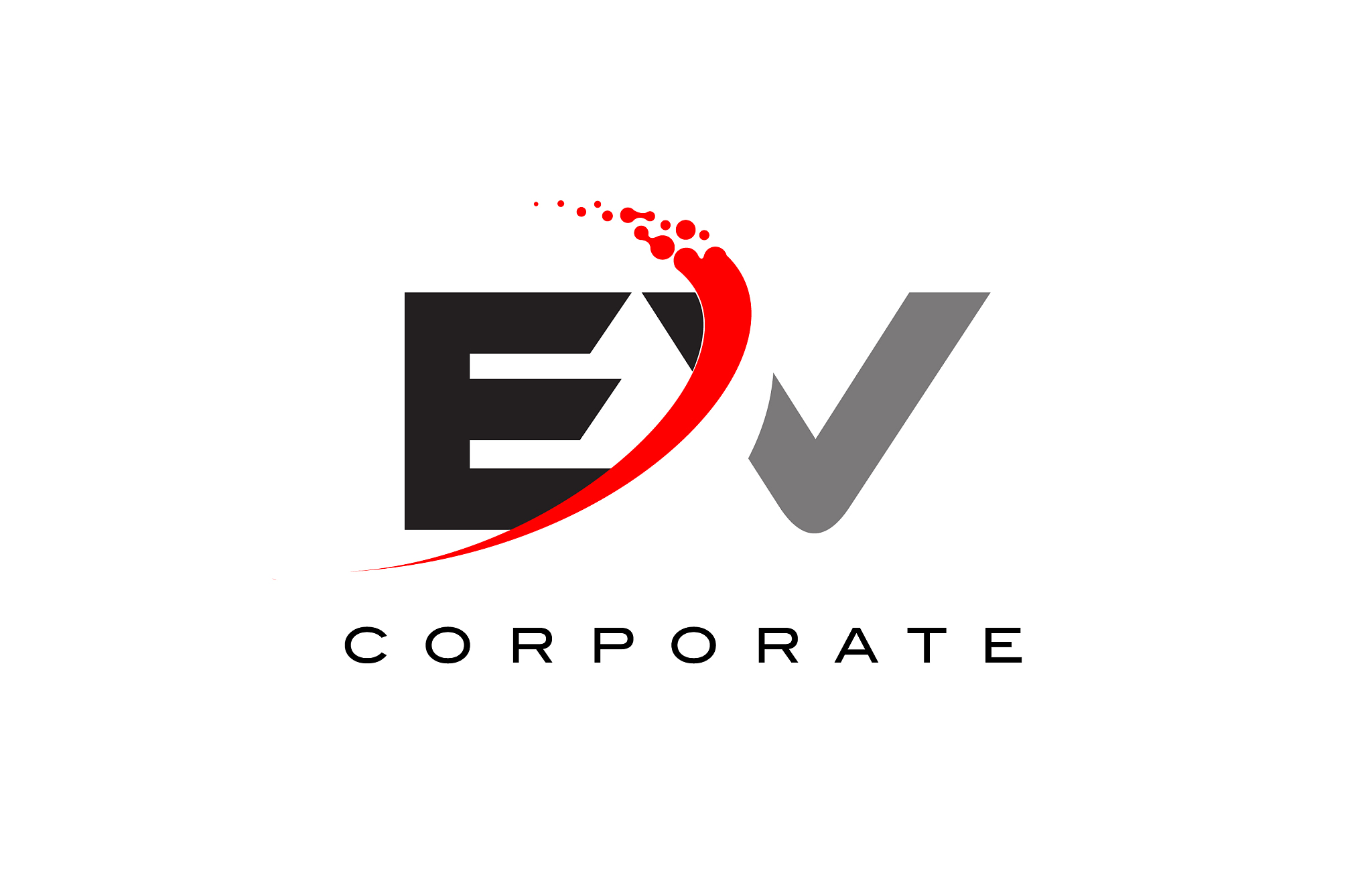 ev modern letter logo design with swoosh