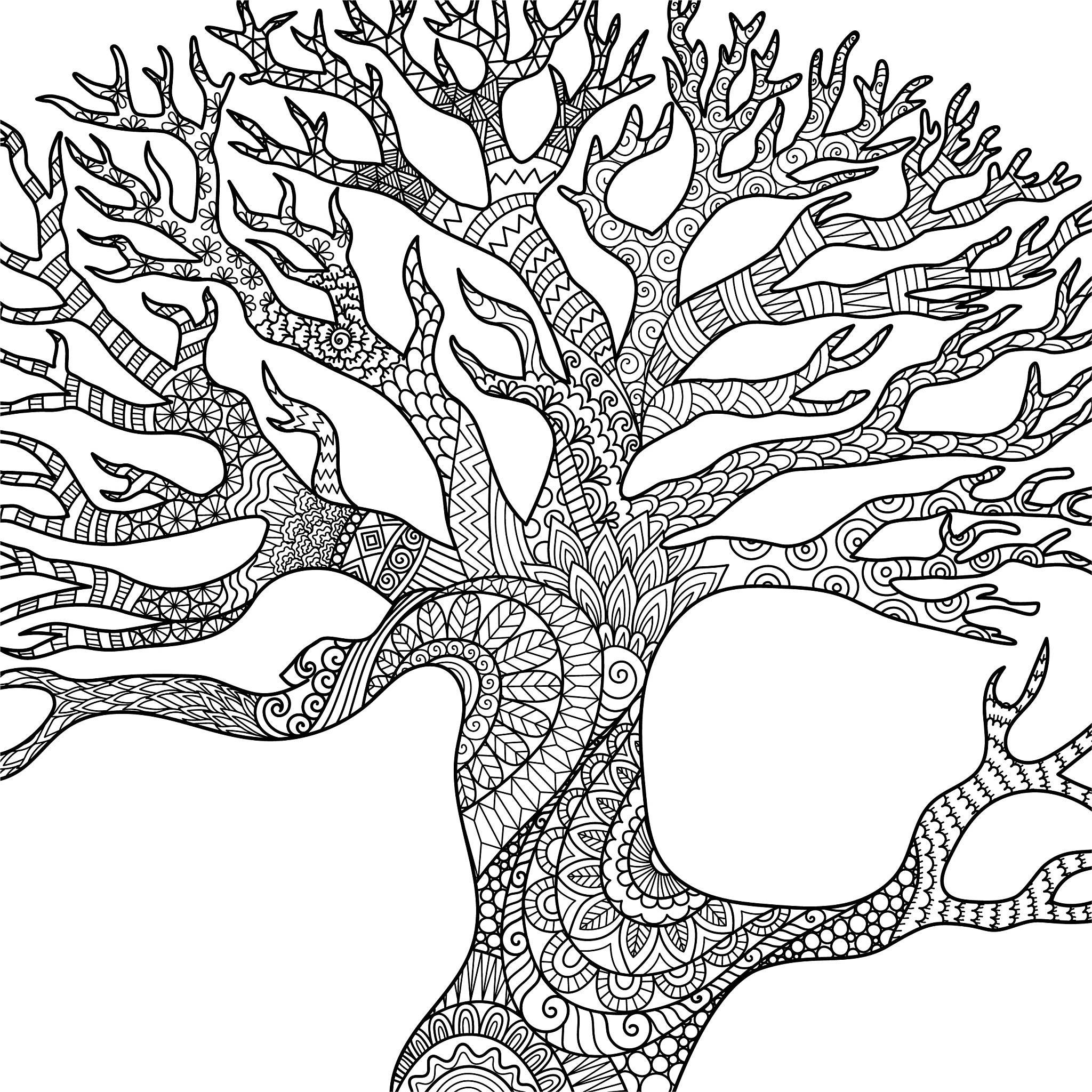 <strong>树</strong>,华丽的,野生动物,壁纸,装饰物,线条画,彩色书,雕刻图像,装饰品
