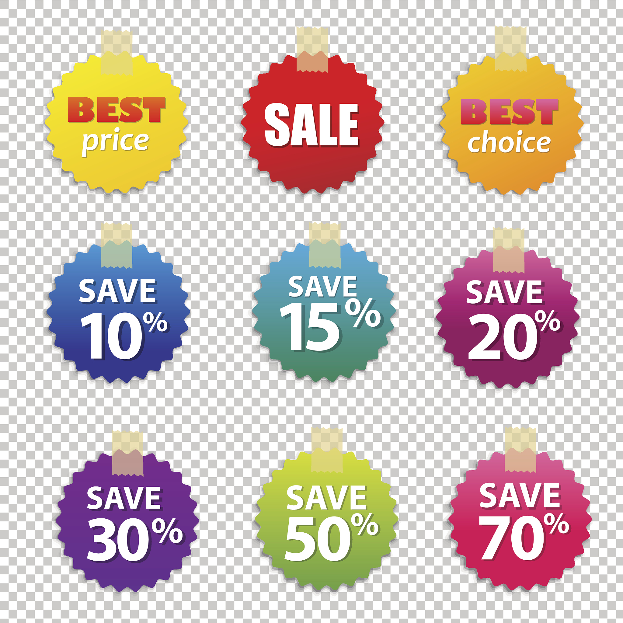 big colorful sale tags