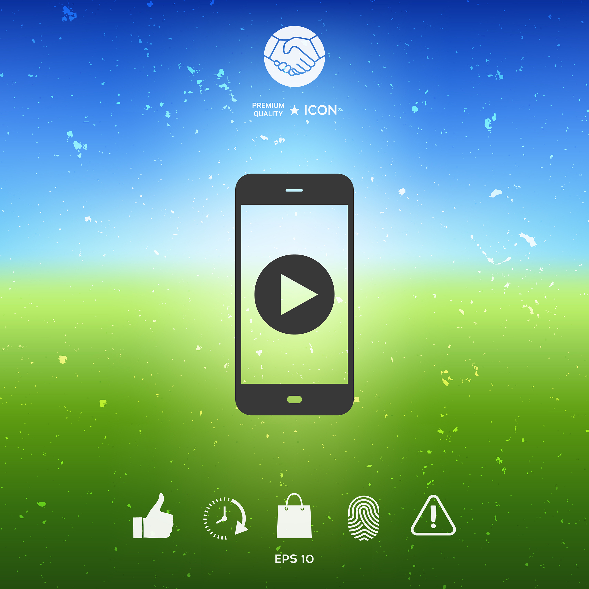 business phone with play button ic
