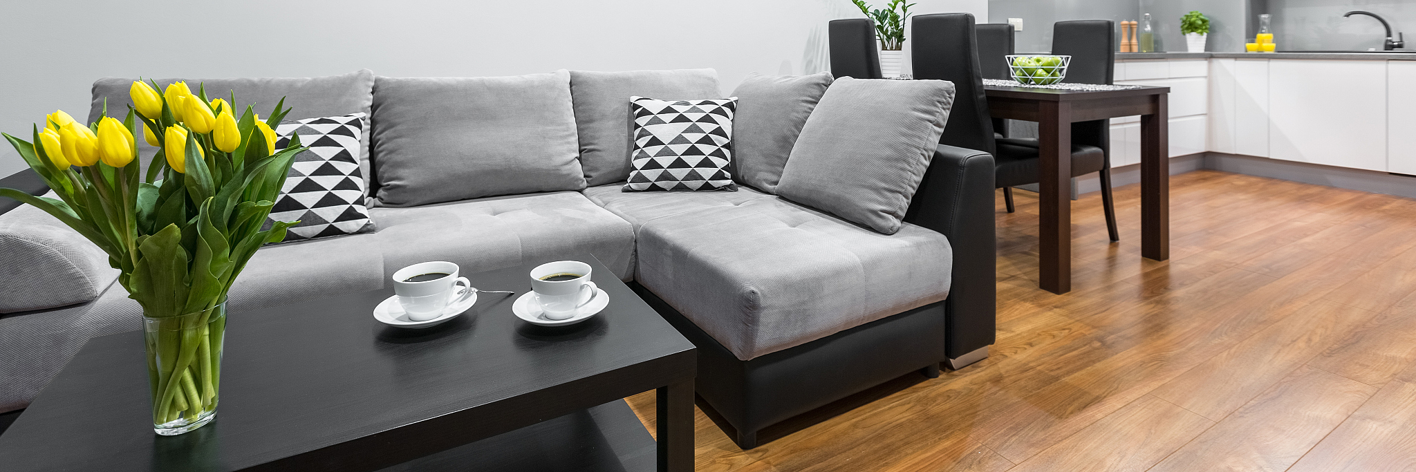 modern flat with large sofa