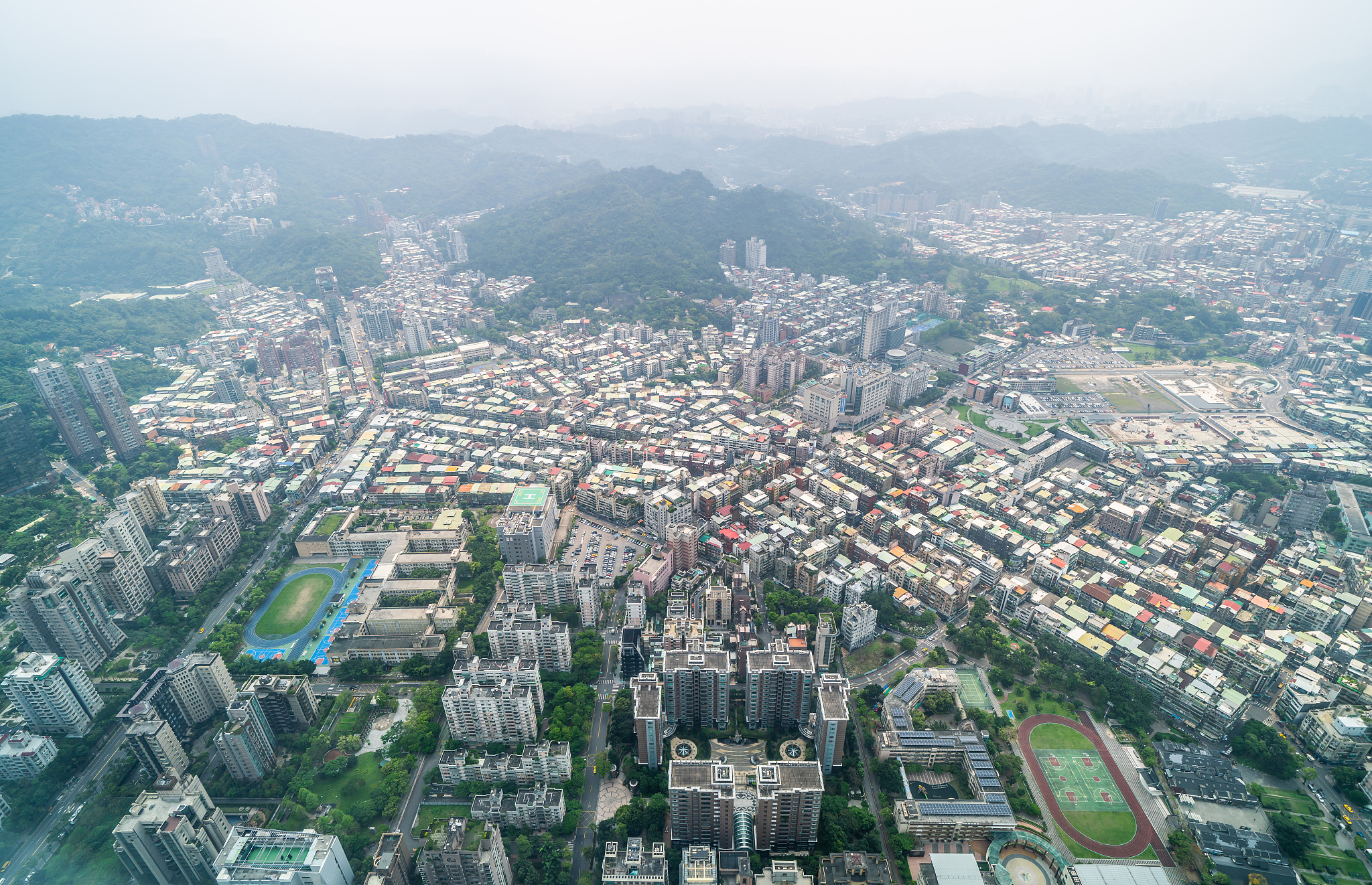 panoramic modern city view in taipei, taiwan