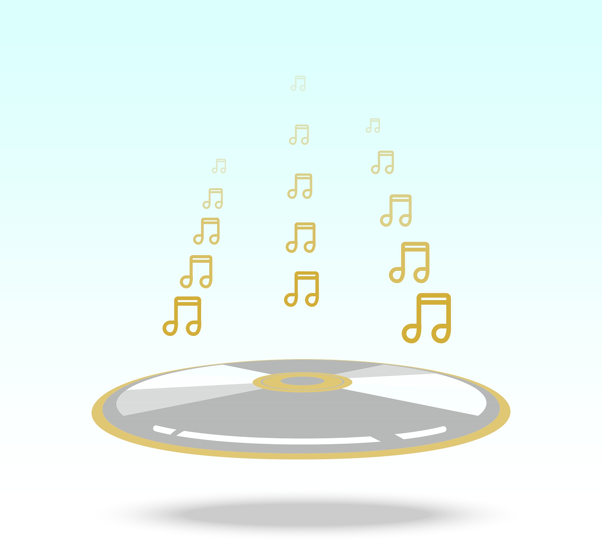 music note floting over cd