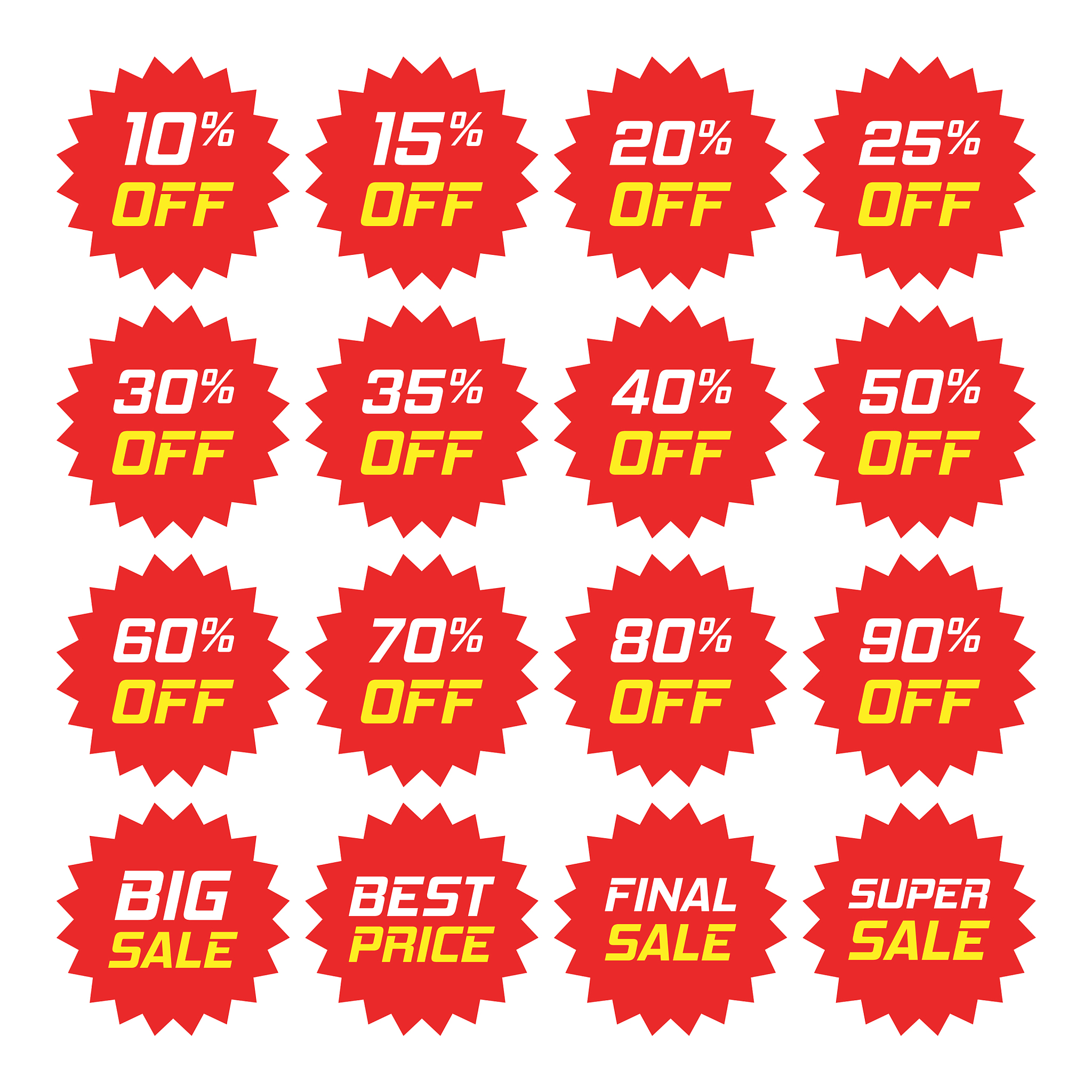 discount stickers icon in flat style sale tag