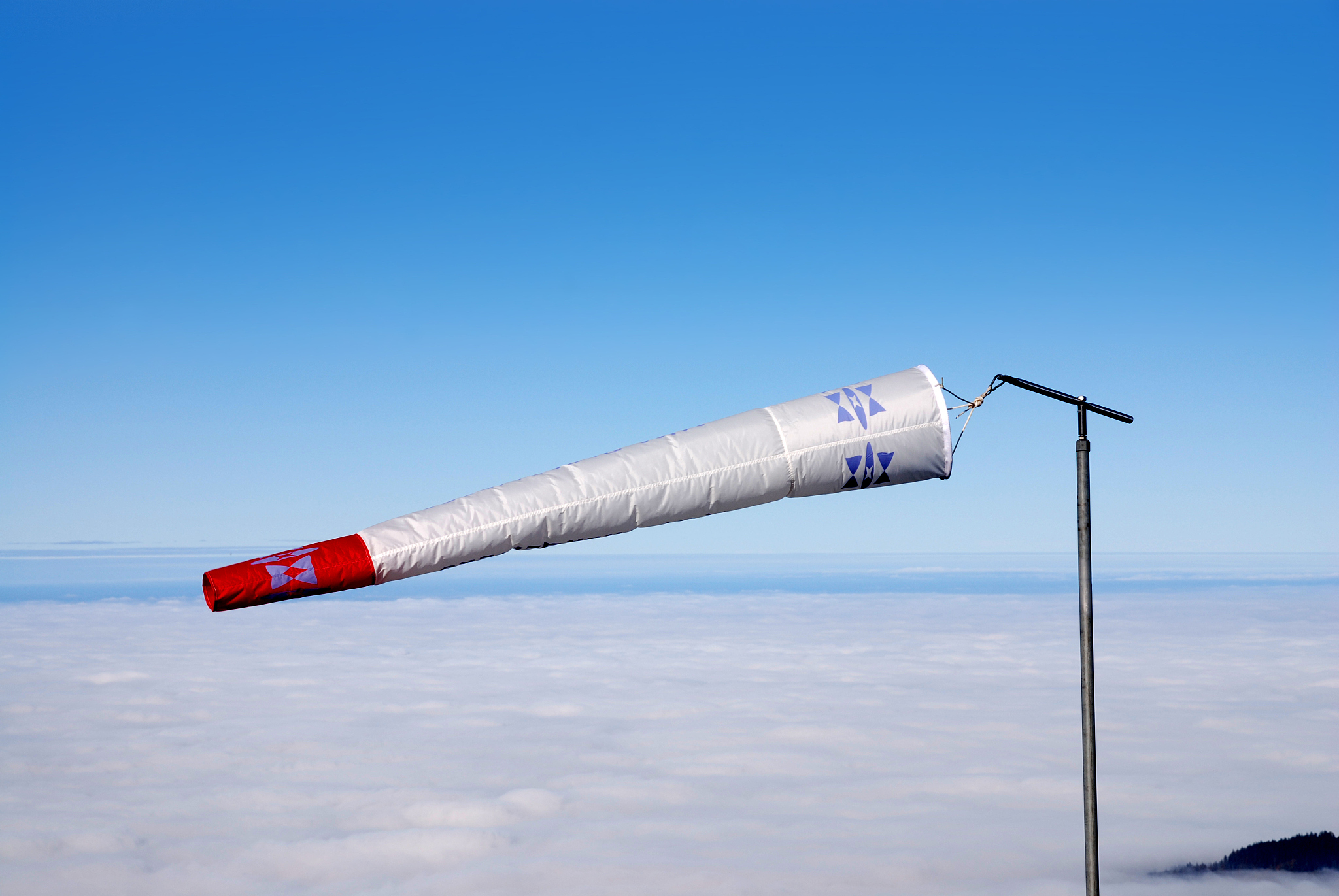 windsock over sea of fog