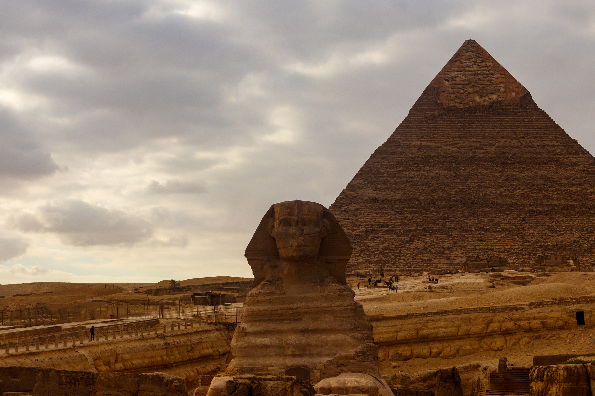 egyptian great sphinx and pyramids of giza in cairo, egypt