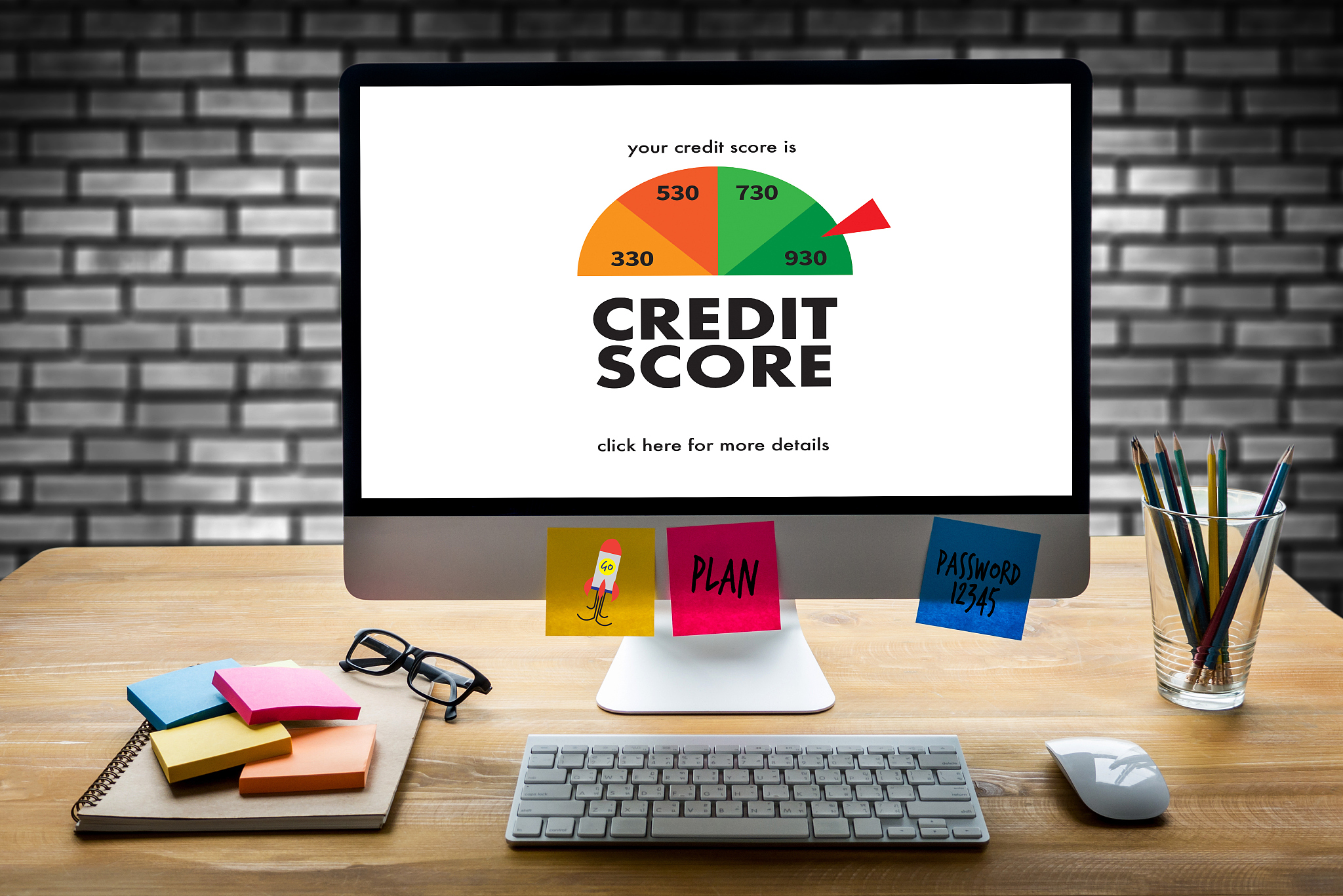 credit score (businessman checking credit score online and finan