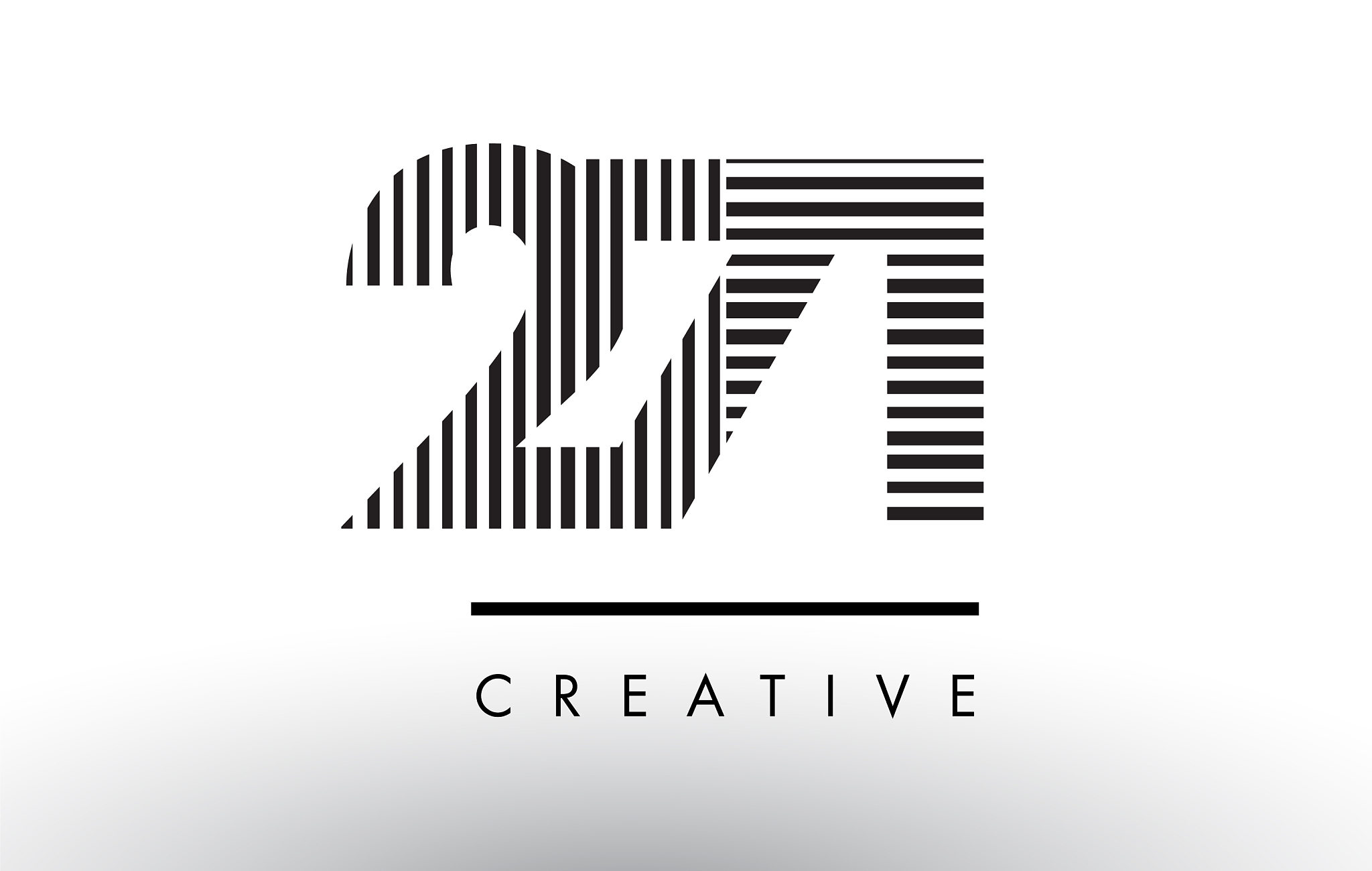 271 black and white lines number logo design