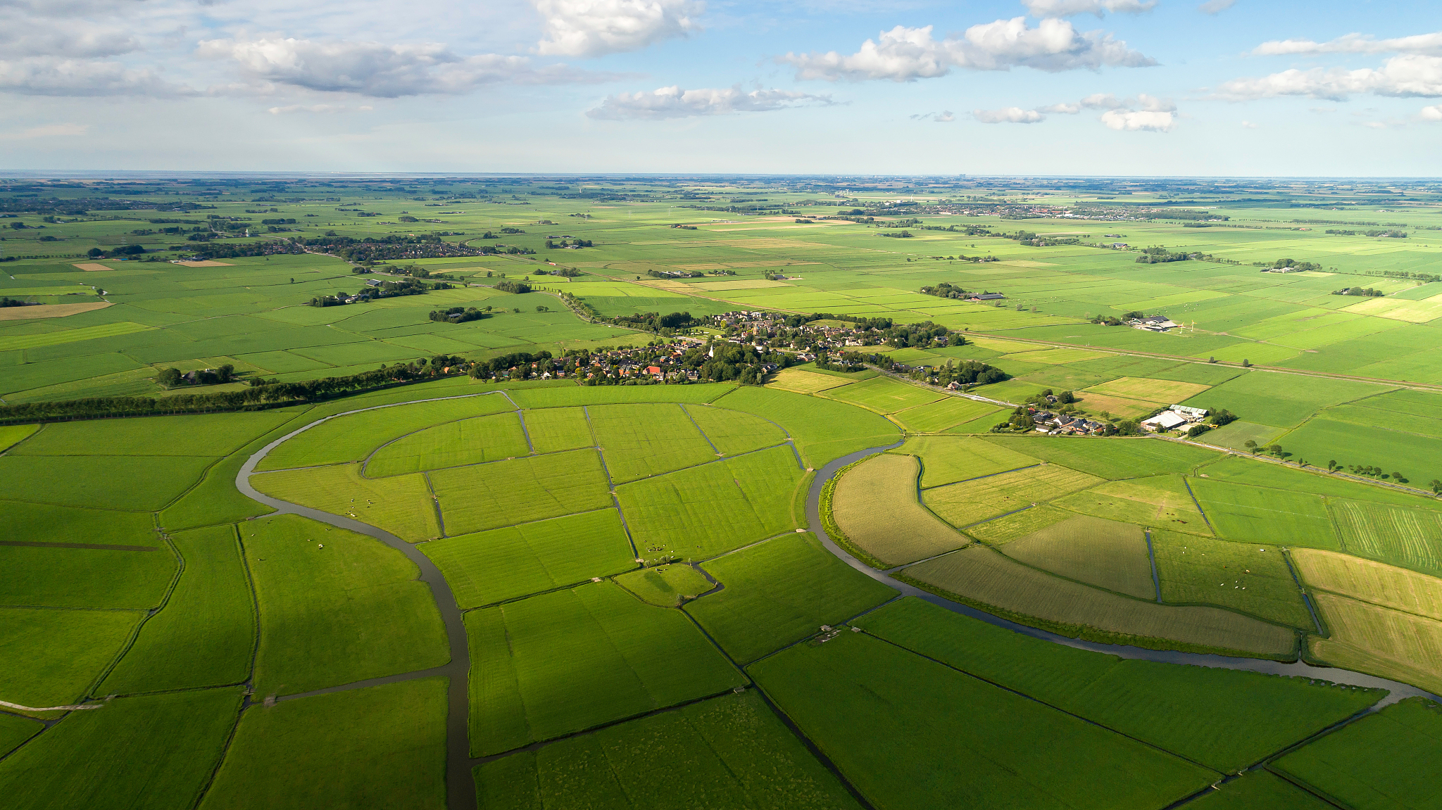 agricultural landscape in the netherlands seen from the air