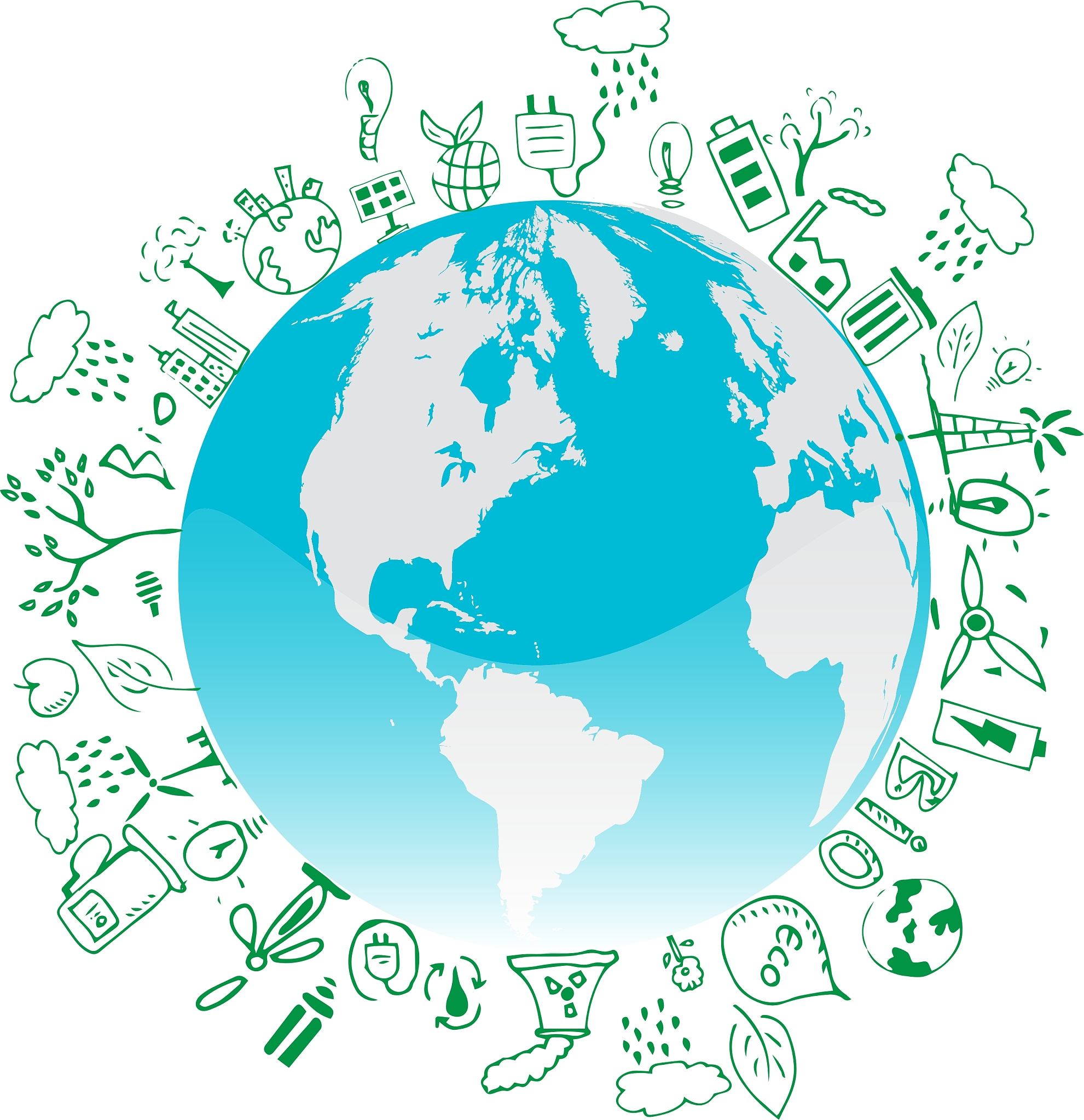 eco symbols in green world