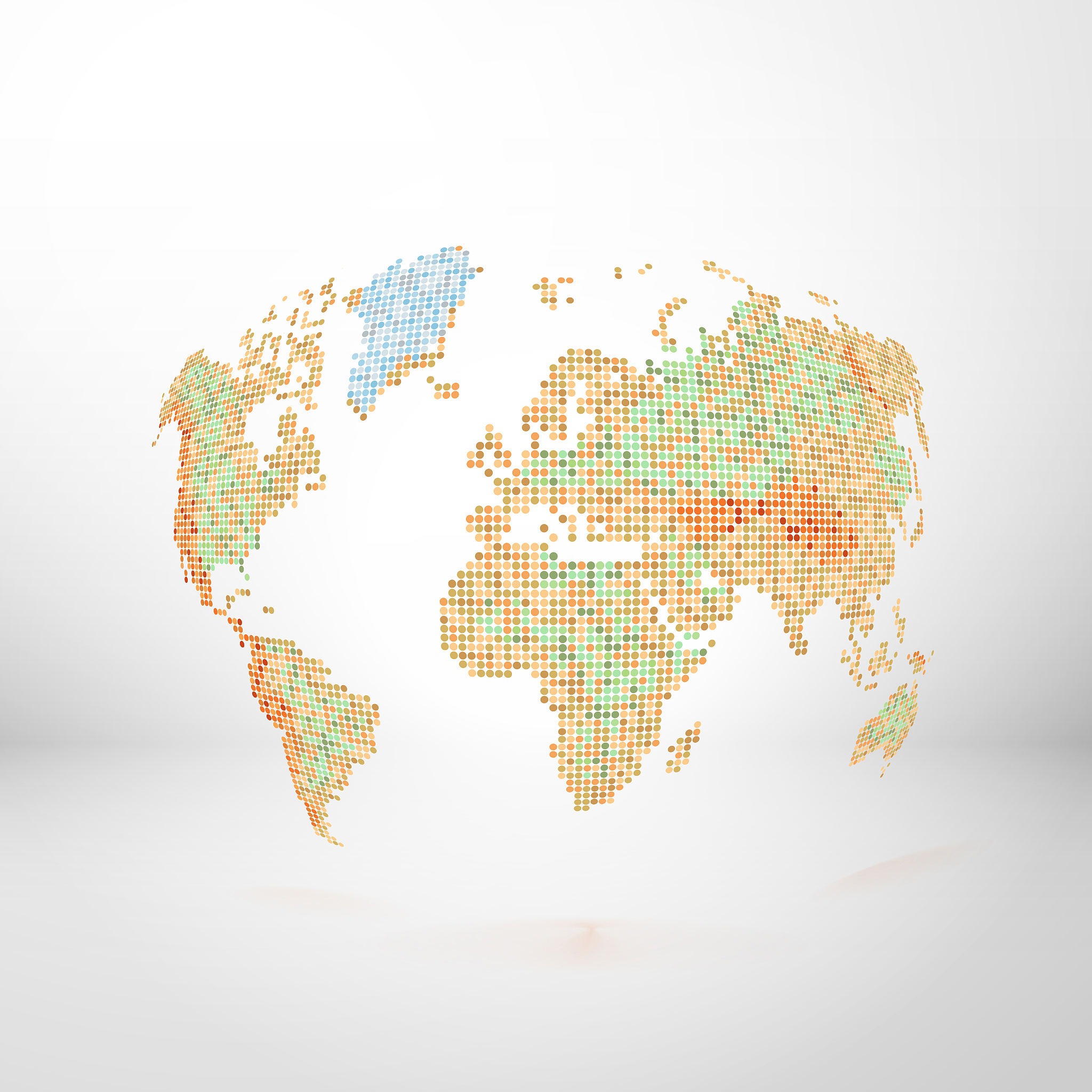 world map located in space